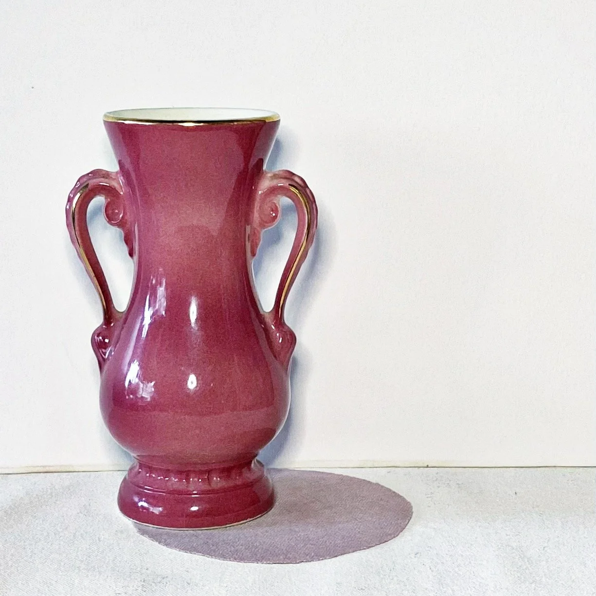 Vintage Ceramic Vase with Gold Details