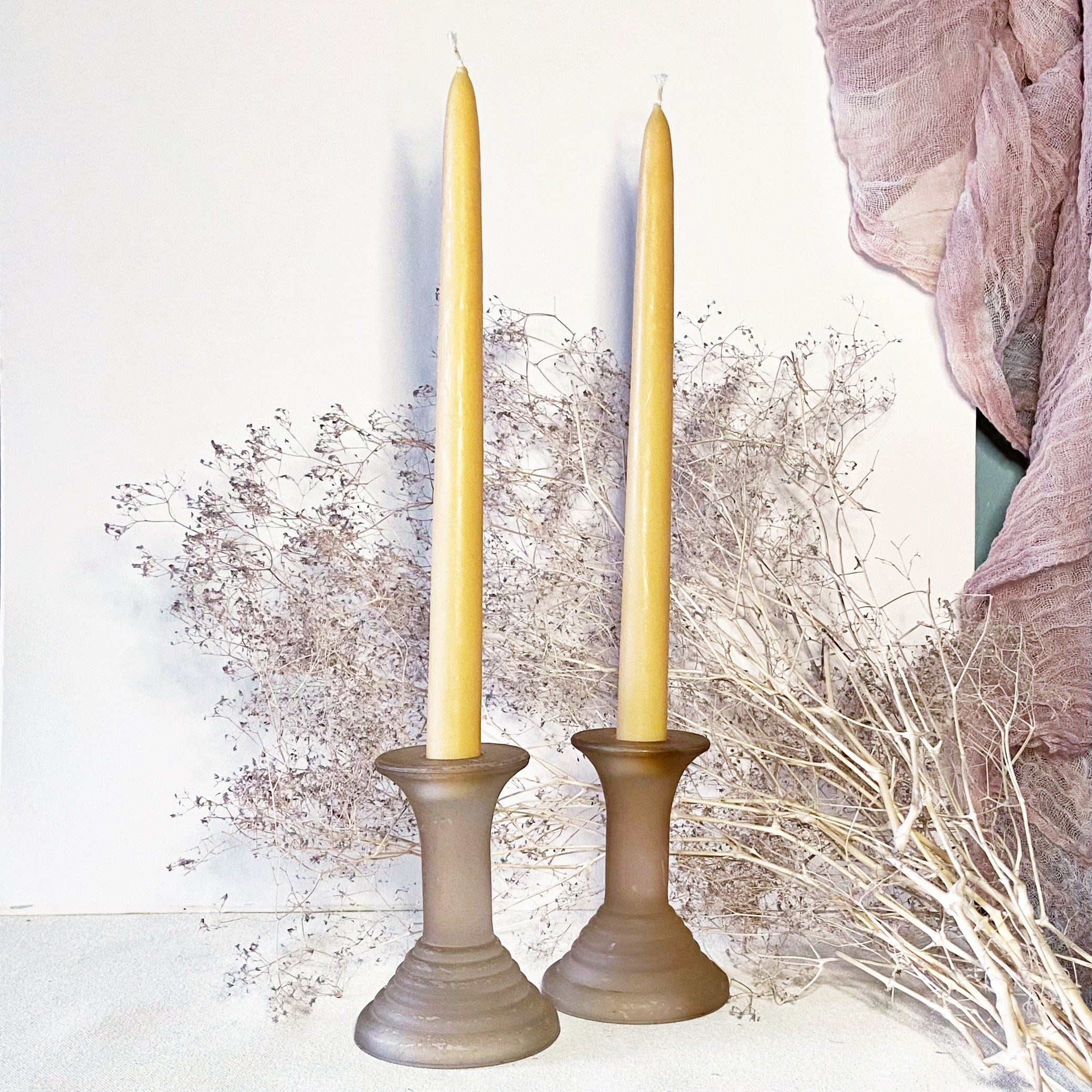 Vintage Frosted Glass Candle Holders