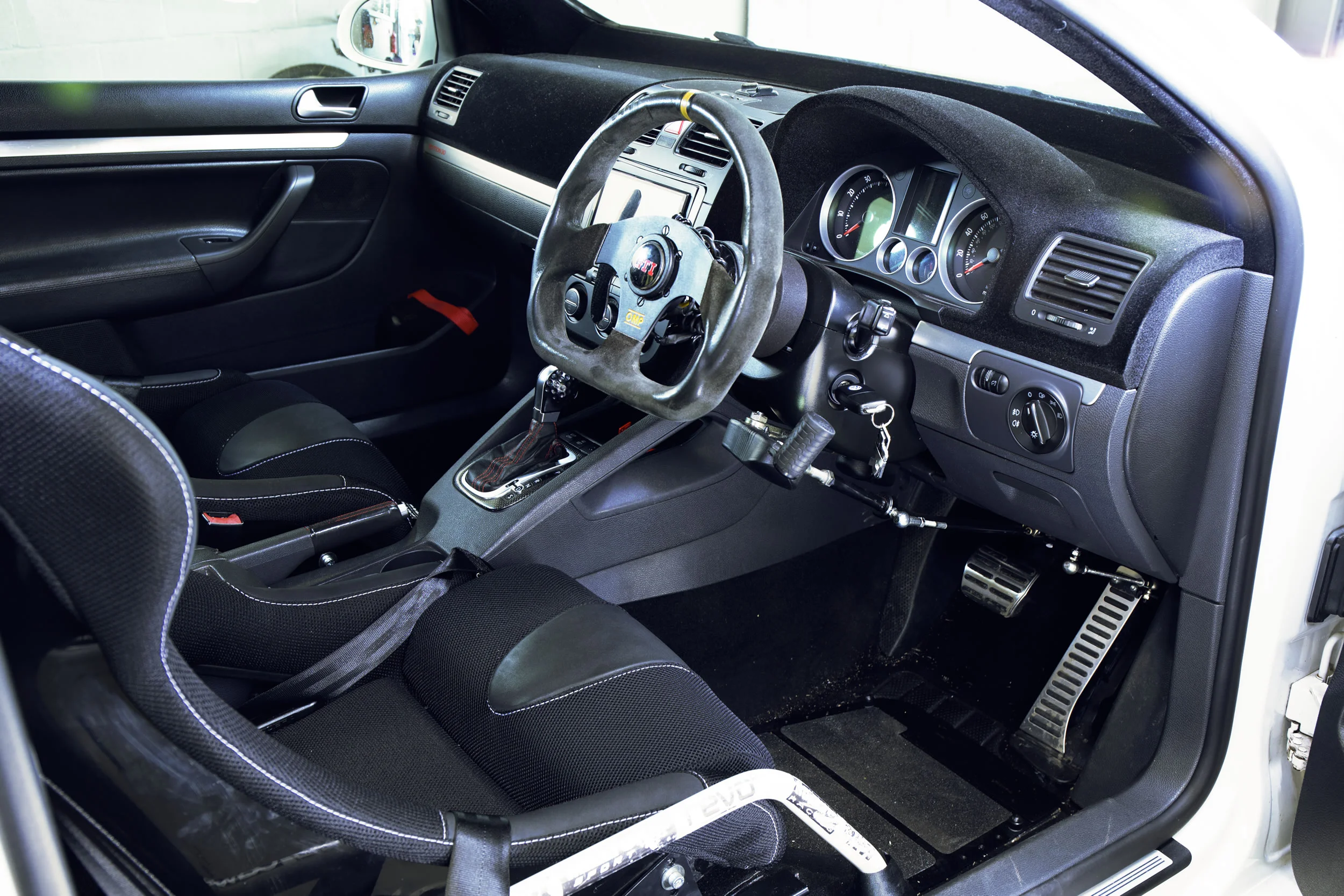 The interior of our track prepared car