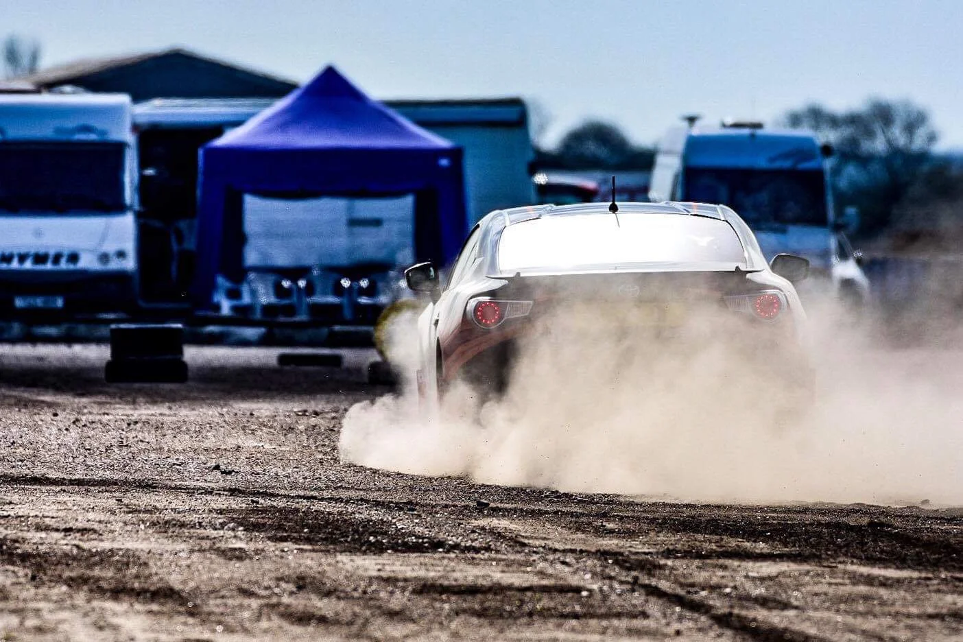 Hand controlled rally car testing