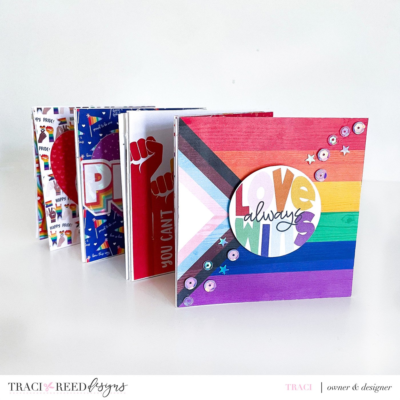 4x4 Pride Mini Album with Heart-Shaped Cut Outs by Traci using the Fierce  Collection! — Traci Reed Designs