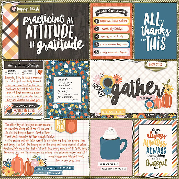 Krista created a beautiful Gratitude pocket page!