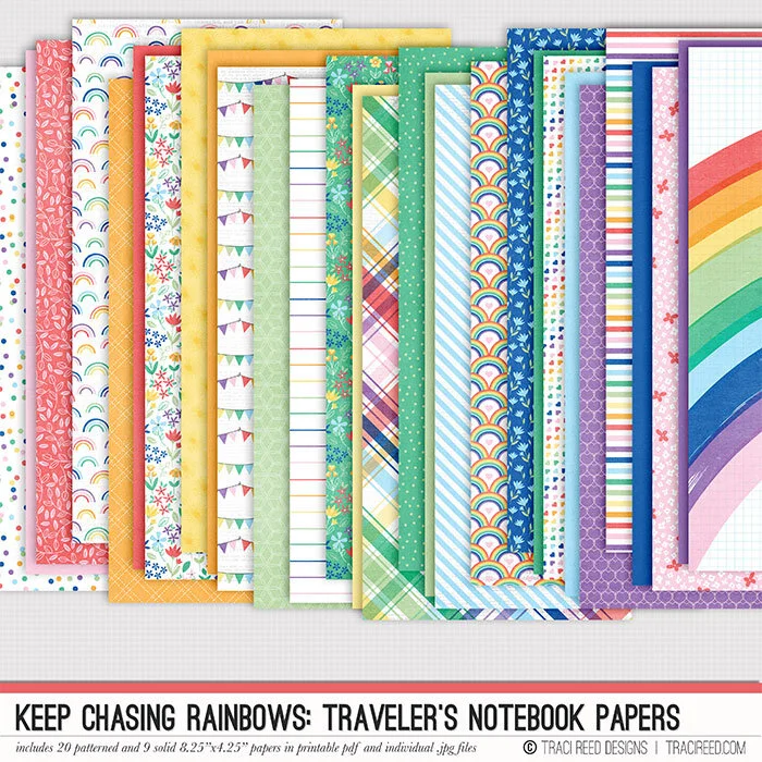 Keep Chasing Rainbows Traveler's Notebook Papers