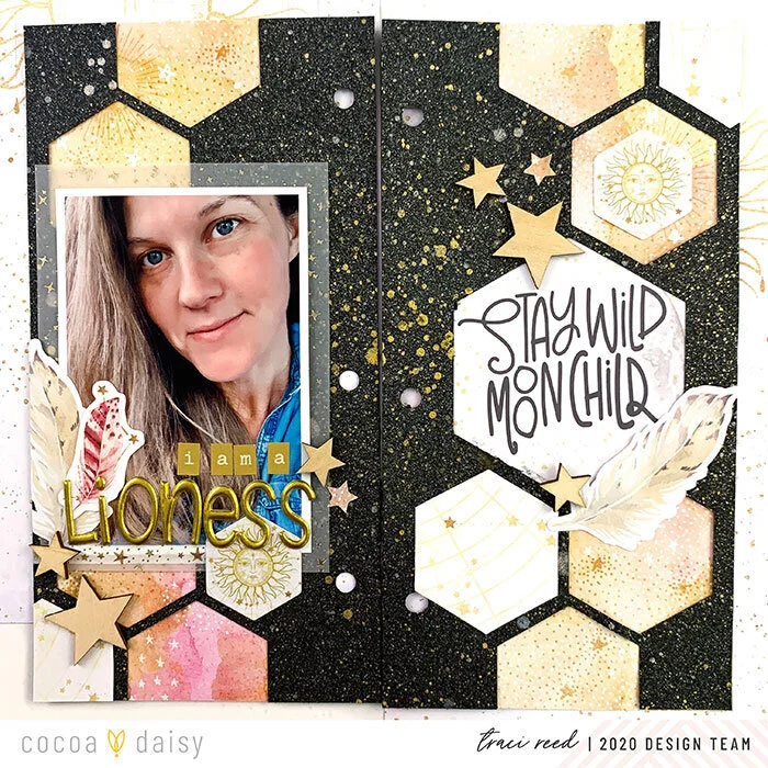 I Am A Lioness Traveler's Notebook spread + Hexagon Cut File!