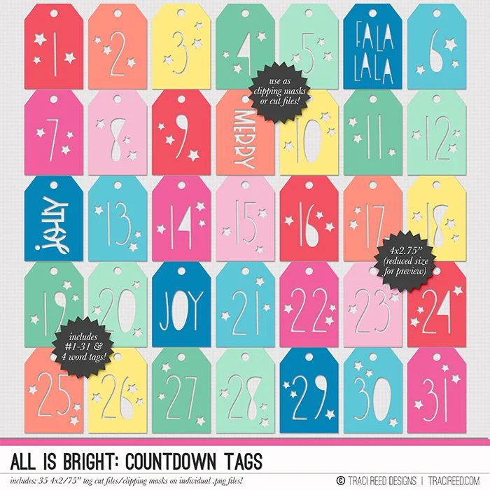 All Is Bright Countdown Tags