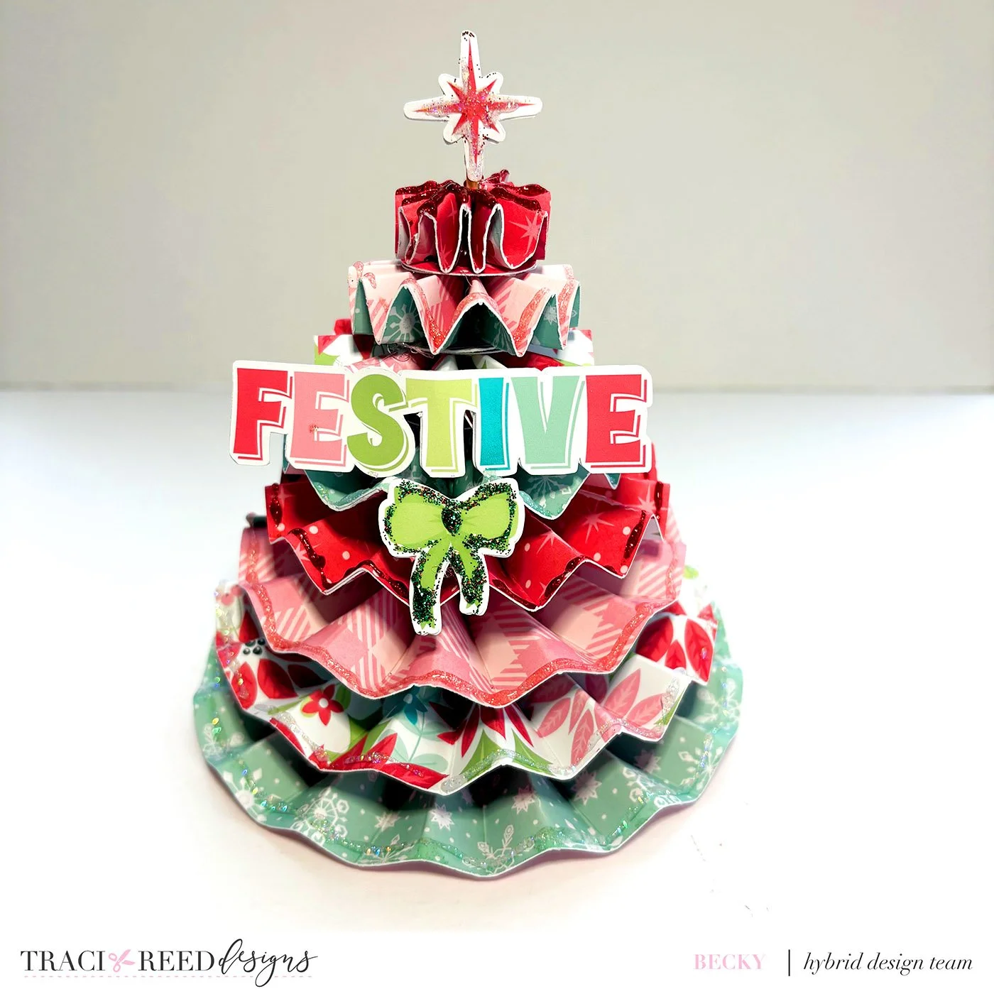 Get Creative with this Make Merry Rosette Christmas Tree Tutorial from Becky!
