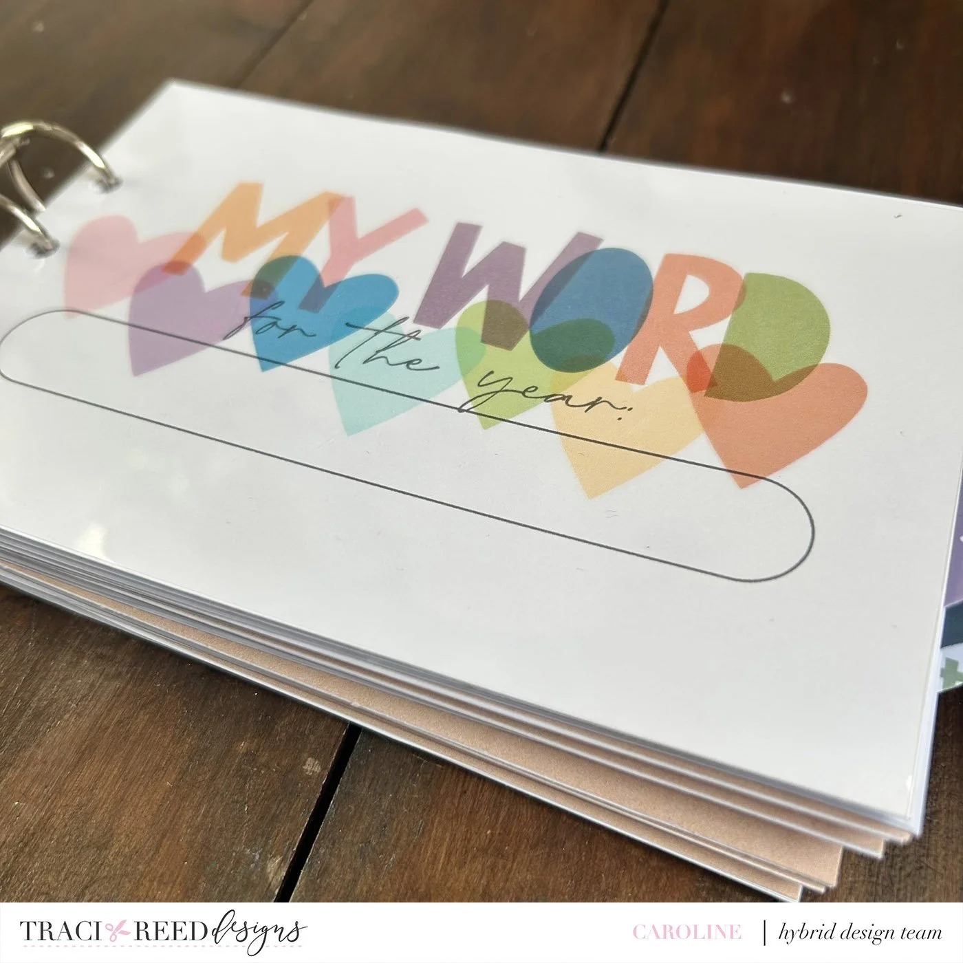 A Word of the Year Mini Album from Caroline using the Story Foundations Collection