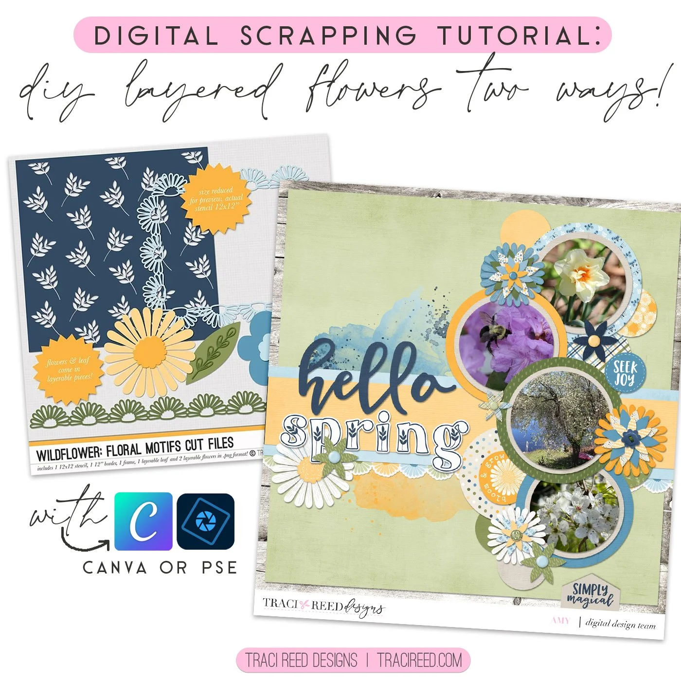 Tutorial: Creating Your Own Layer Flowers in Photoshop Elements or Canva with Amy!