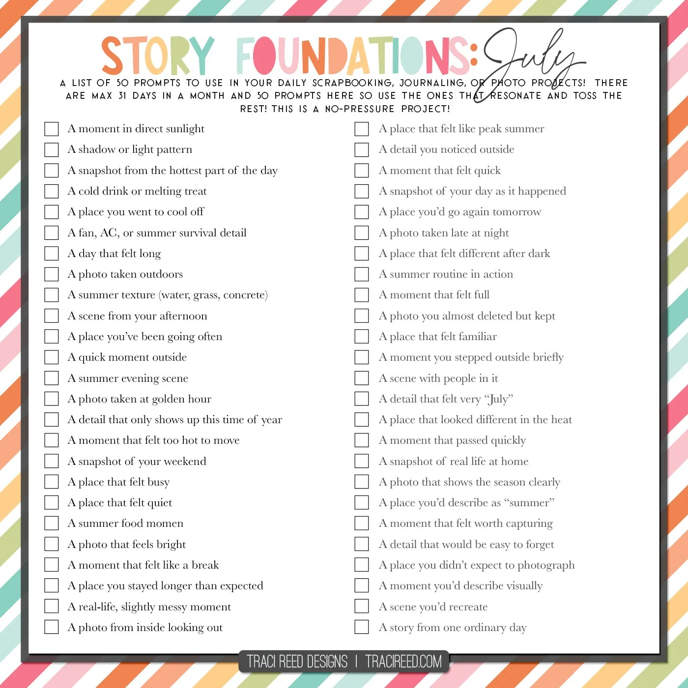 50 Story Prompts for Documenting Summer Days in July!