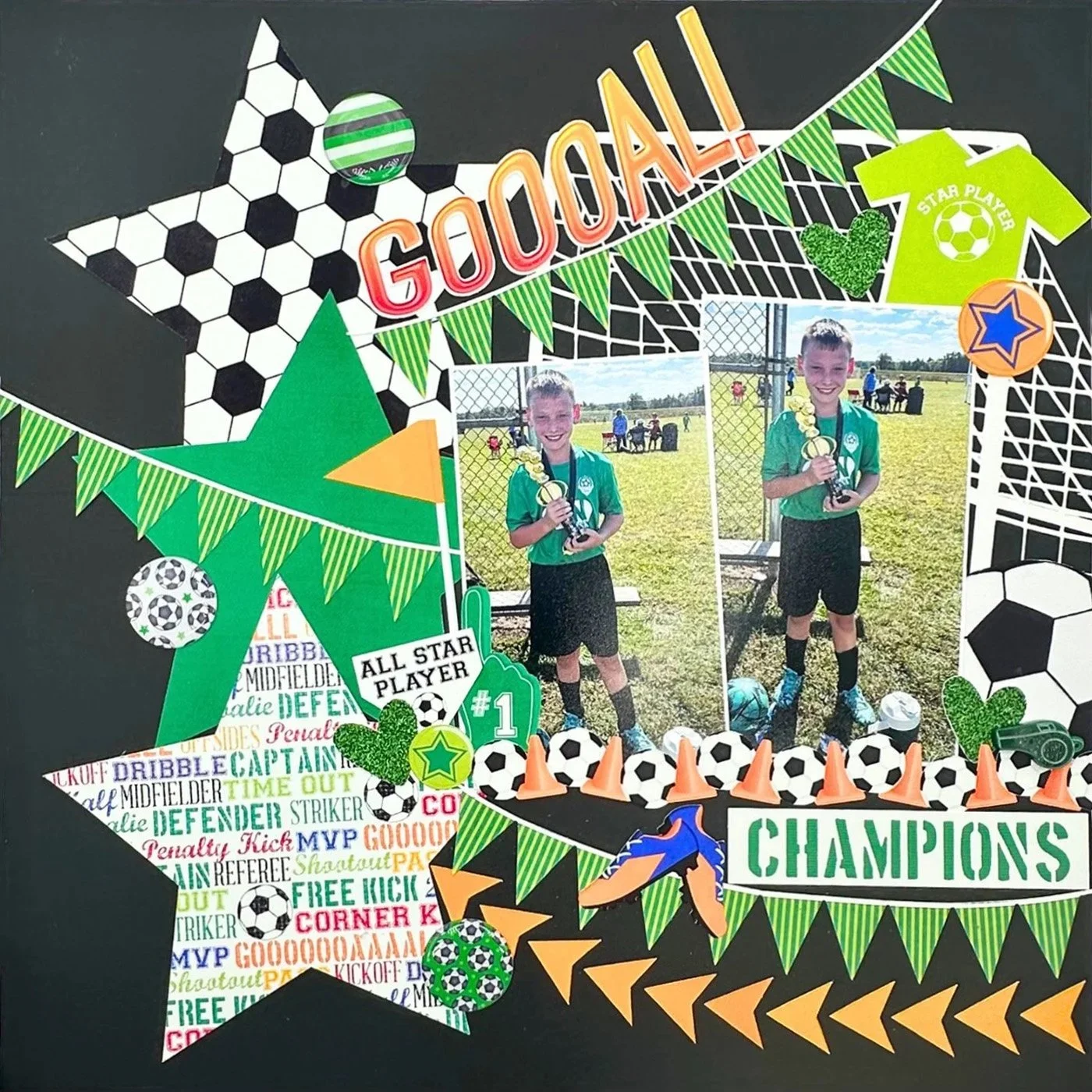 Kicking Up Memories:  Creating a Soccer-themed Scrapbook Layout with Kristin