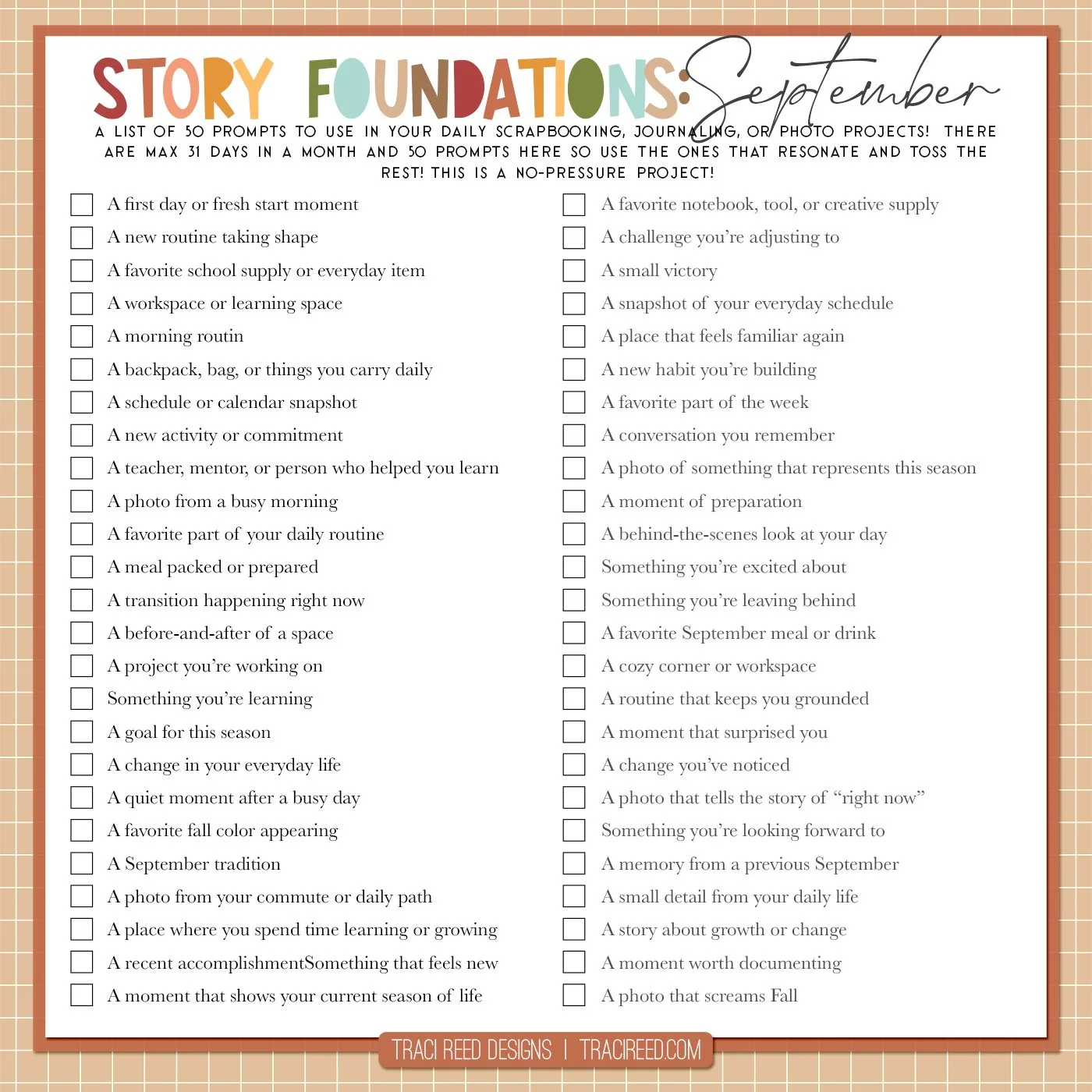 50 Story Prompts for Documenting the Back To School or a Return to Routine in September!