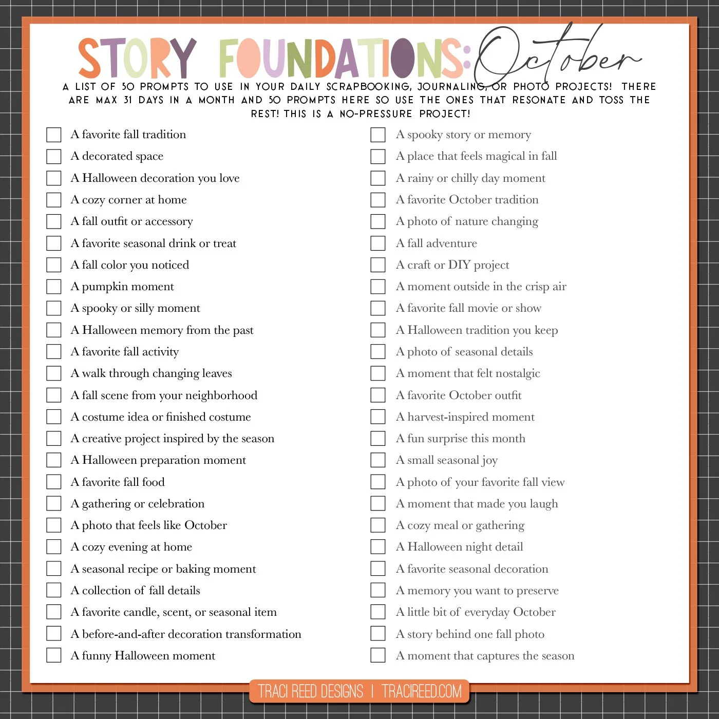 50 Story Prompts for Documenting Spooky Season in October!