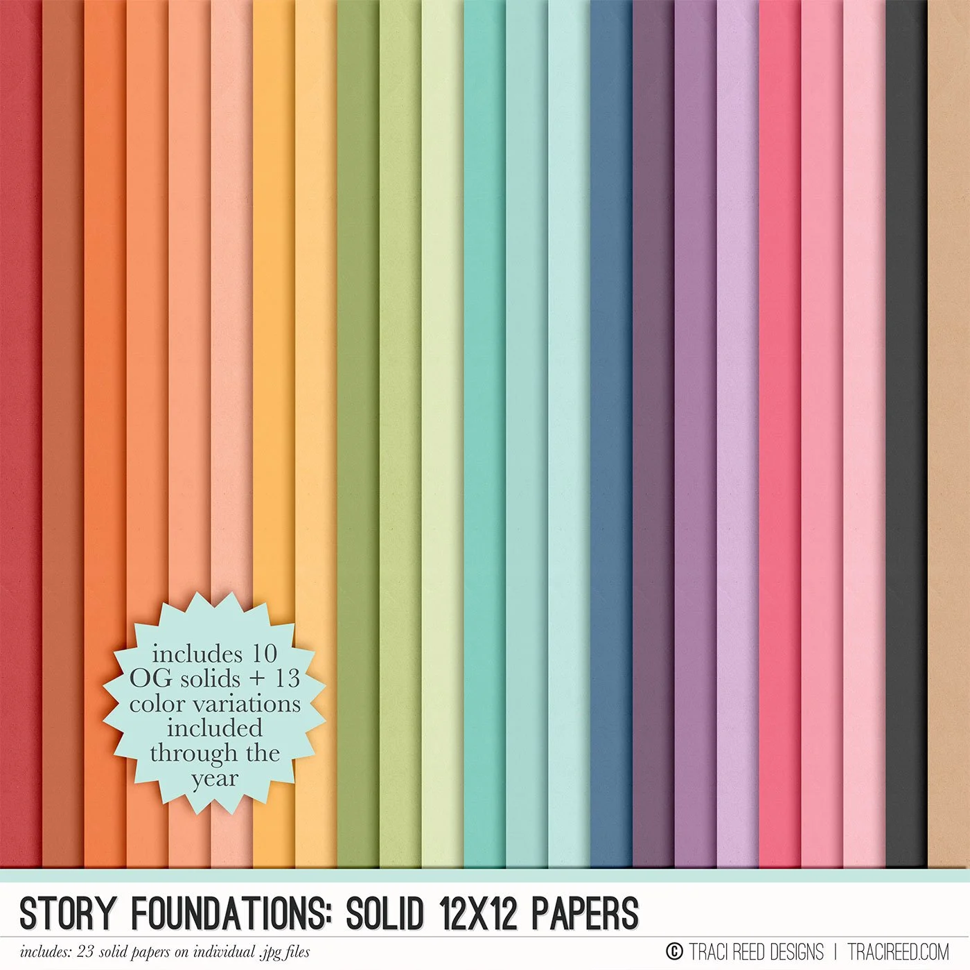 Story Foundations Solid 12x12 Papers