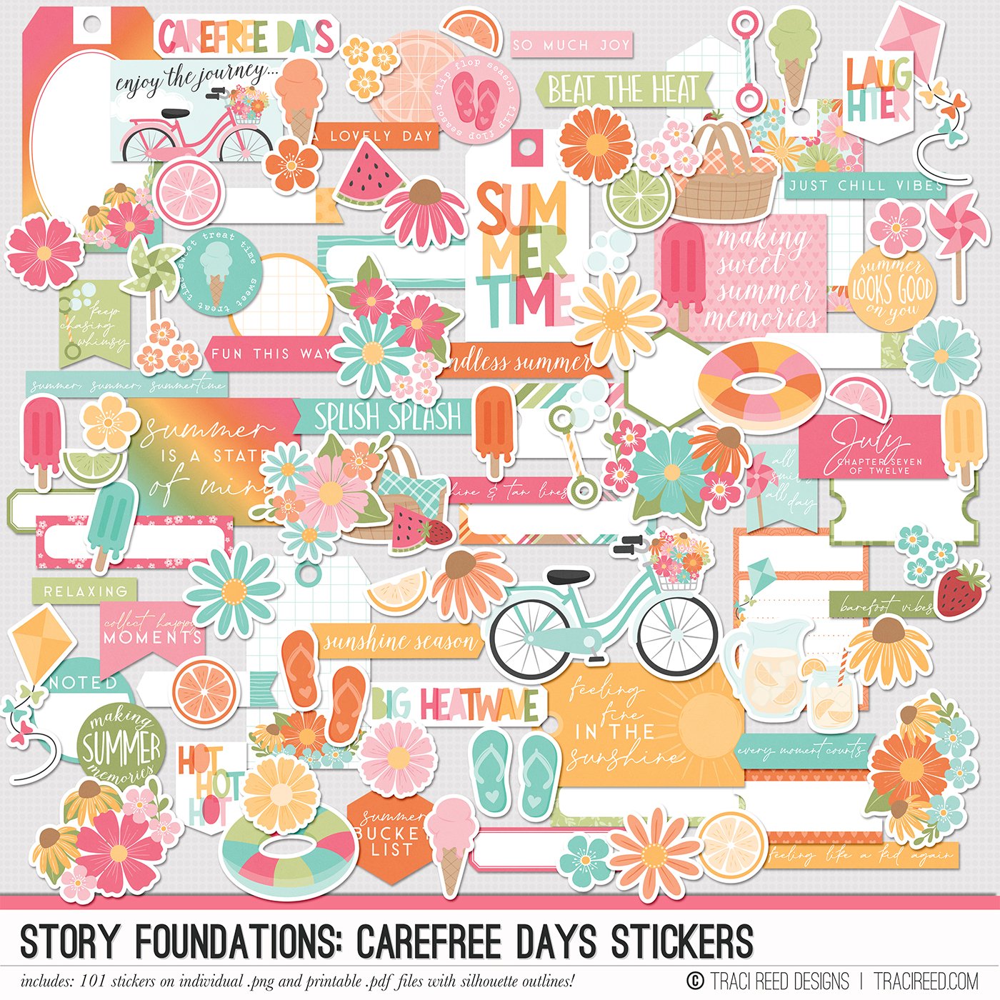Story Foundations: Carefree Days Stickers