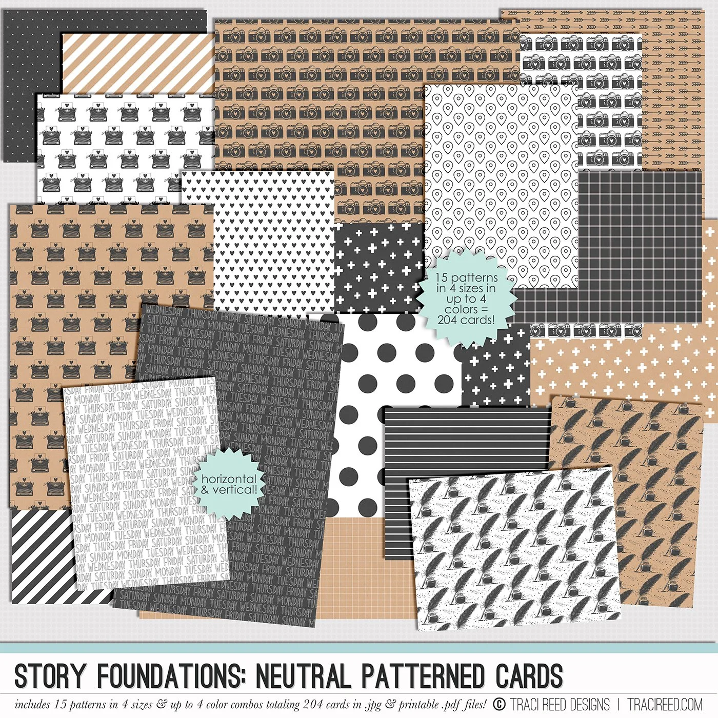 Story Foundations Neutral Patterned Cards