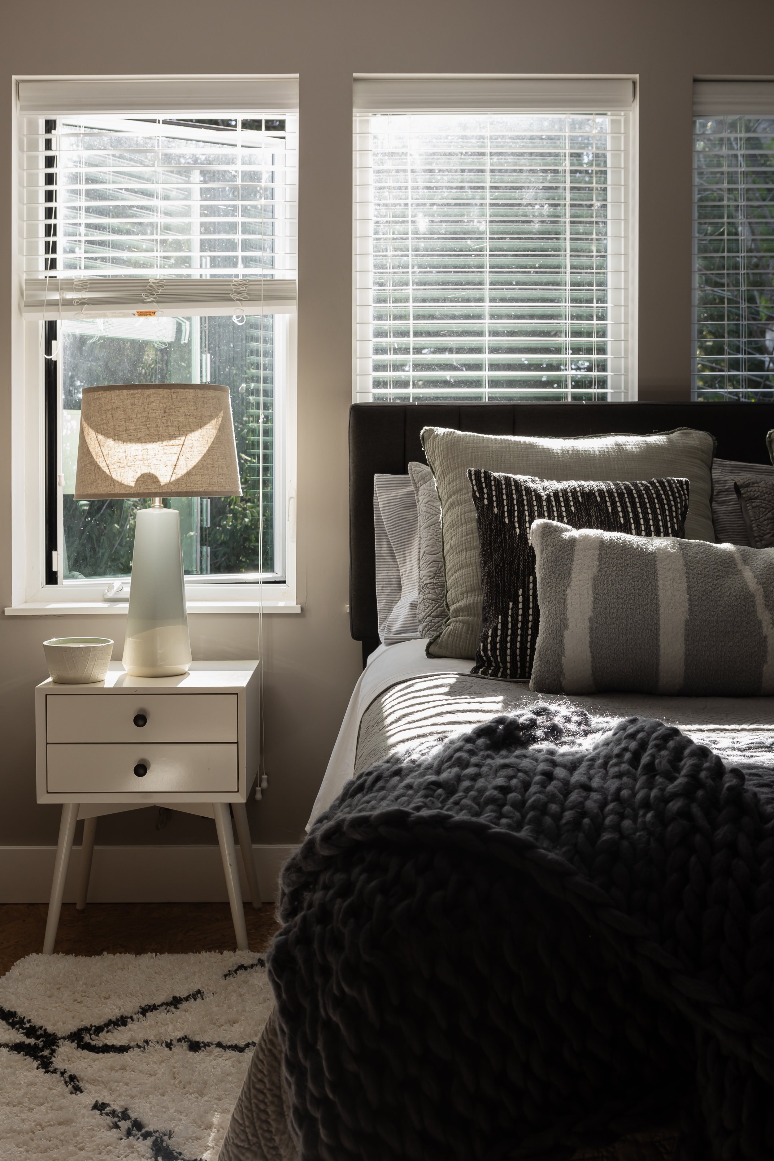 Natural light bedroom interior design Vashon Island.