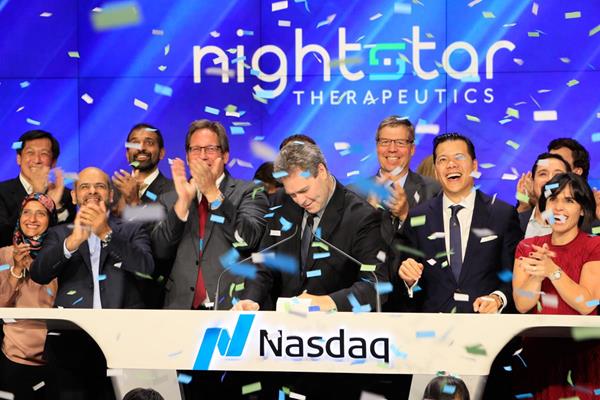 Nightstar celebrates its IPO at the Nasdaq Market Site in Times Square, New York, September 2017, Credit: Globe Newswire