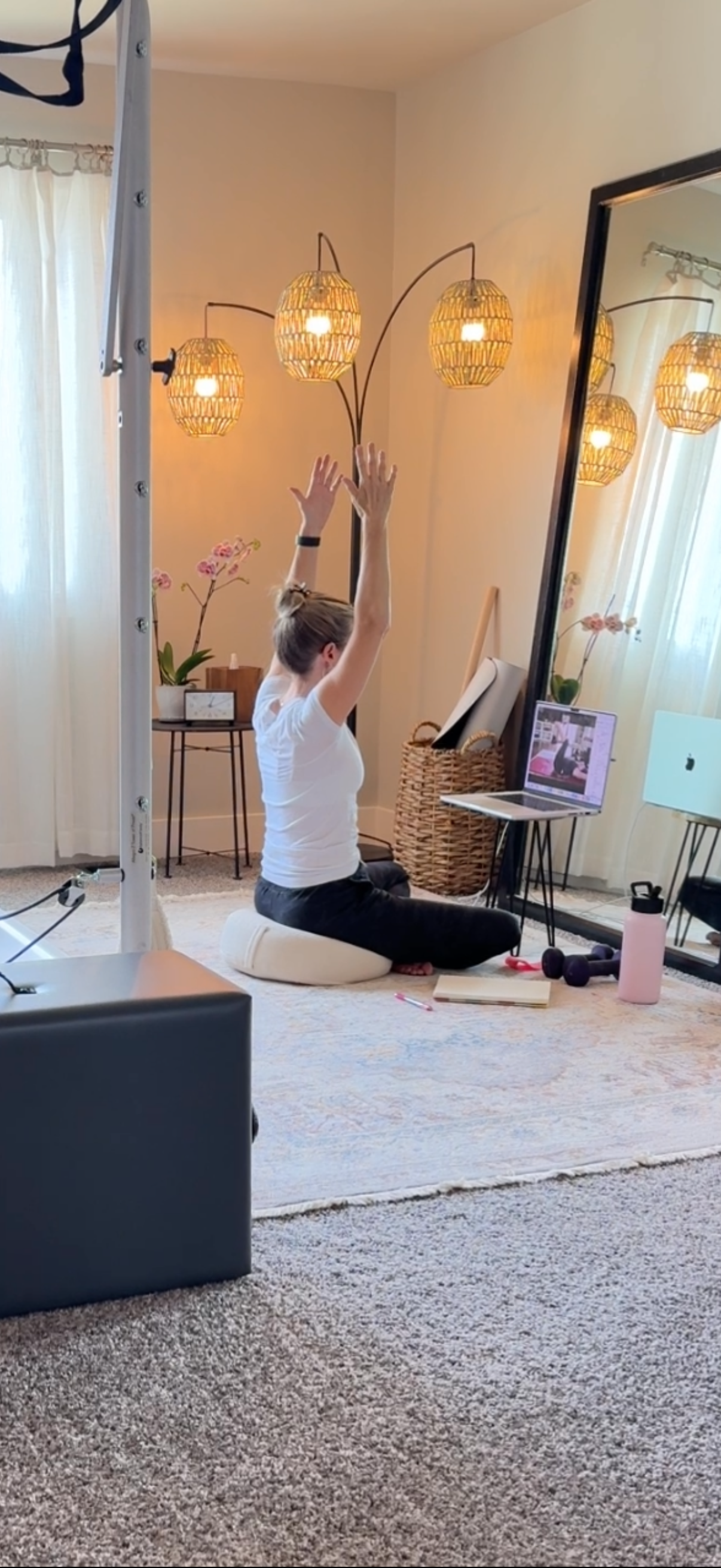 Bonnie teaching pilates virtually