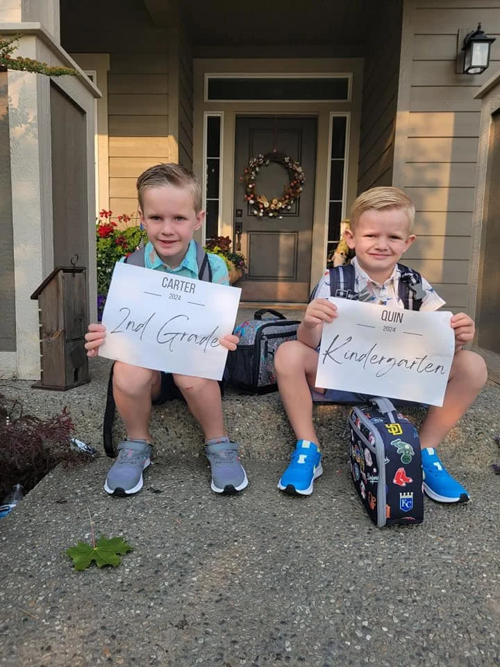 Be still my beating heart- they are off into the world. Learn, grow, love babies. You got this!👊❤️💪

Carter-2nd Grade
Quin-Kindergarter
Riley-College-pick to come when I can slow hom down for 30 seconds