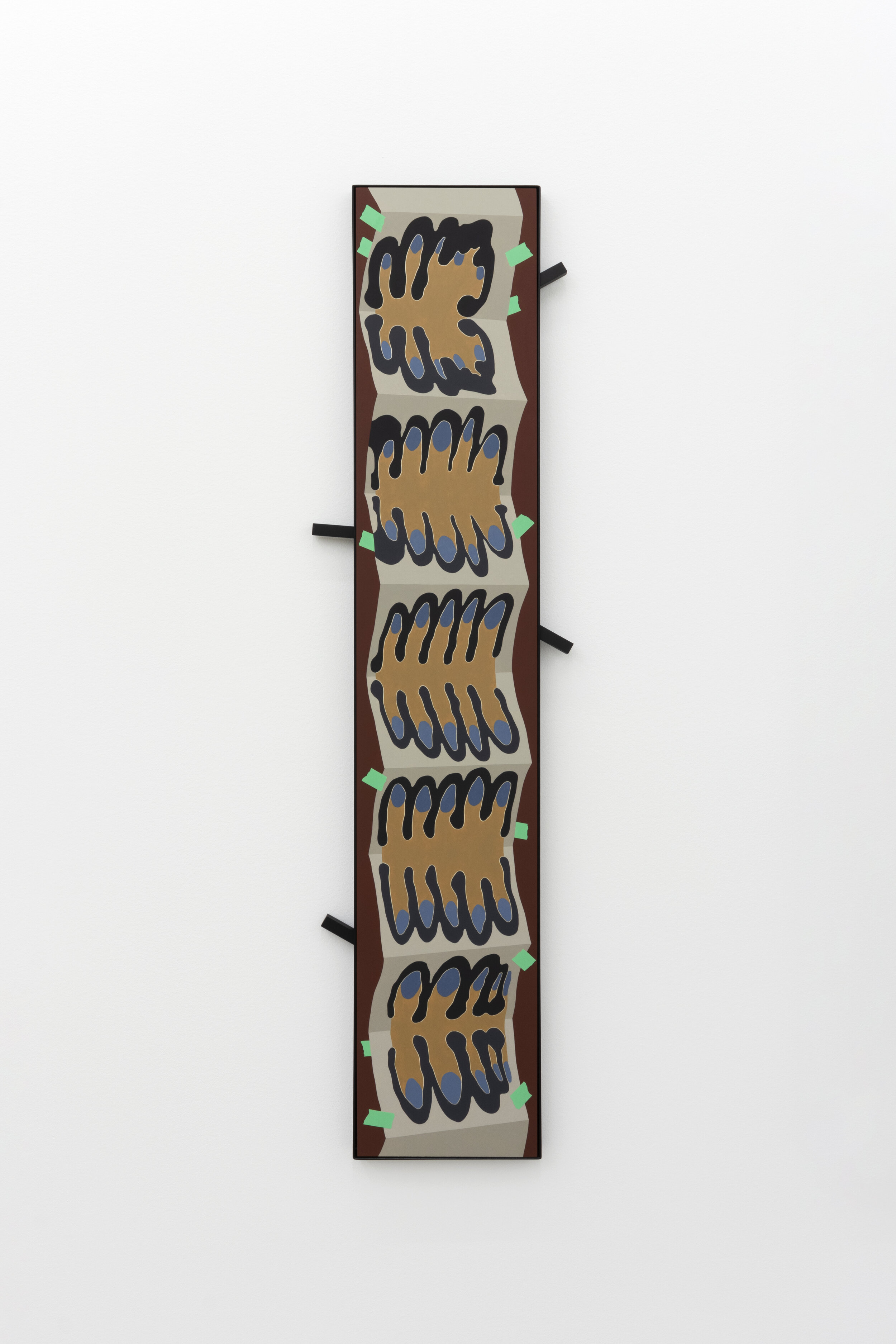  Vanessa Maltese    Hypothesizing coincidence no. 3 , 2020   Oil on panel, powder coated steel, wood, magnets   60.25 x 11.25 in  