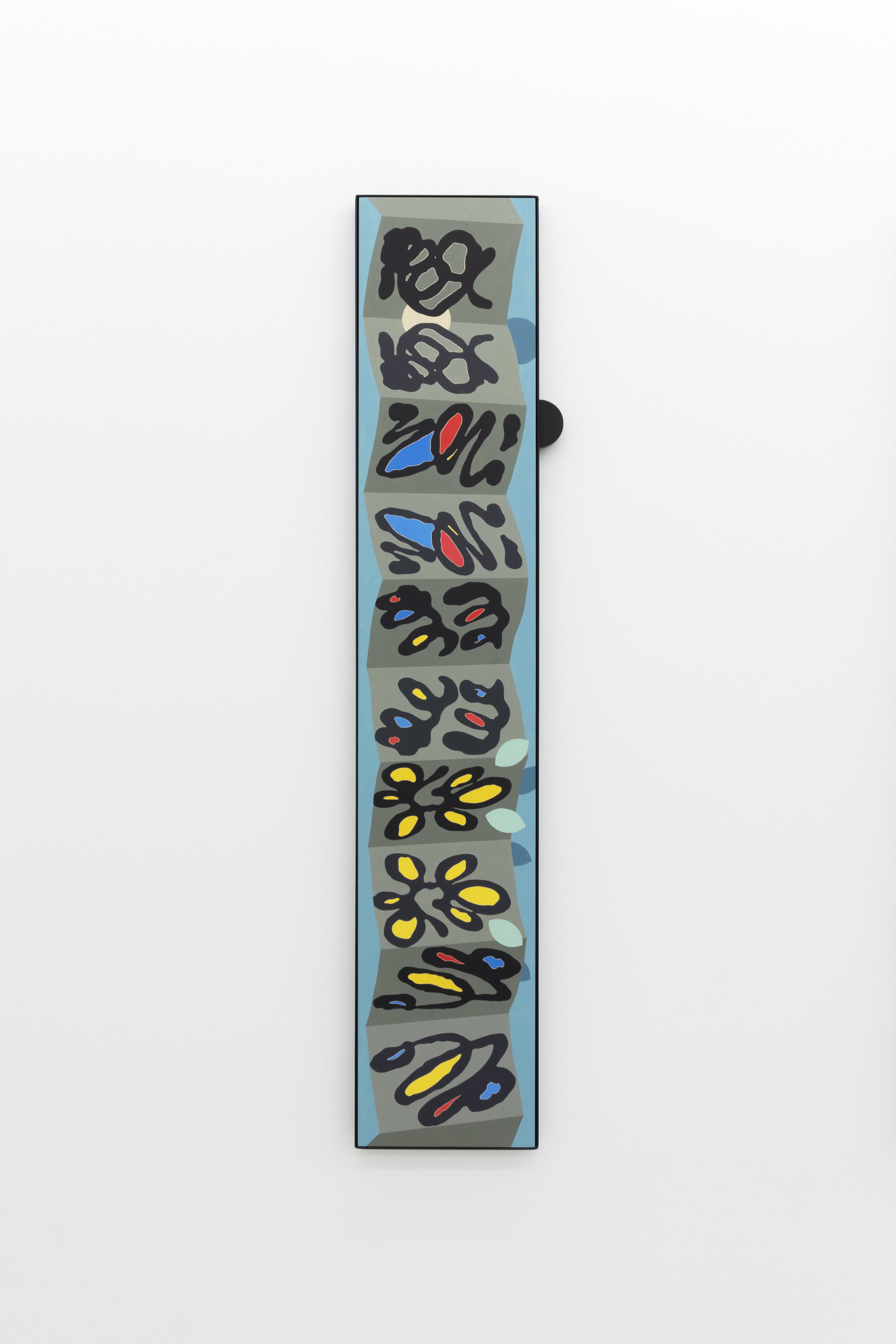  Vanessa Maltese    Hypothesizing coincidence no. 6 , 2020   Oil on panel, powder coated steel, wood, magnets   60.25 x 11.25 in  