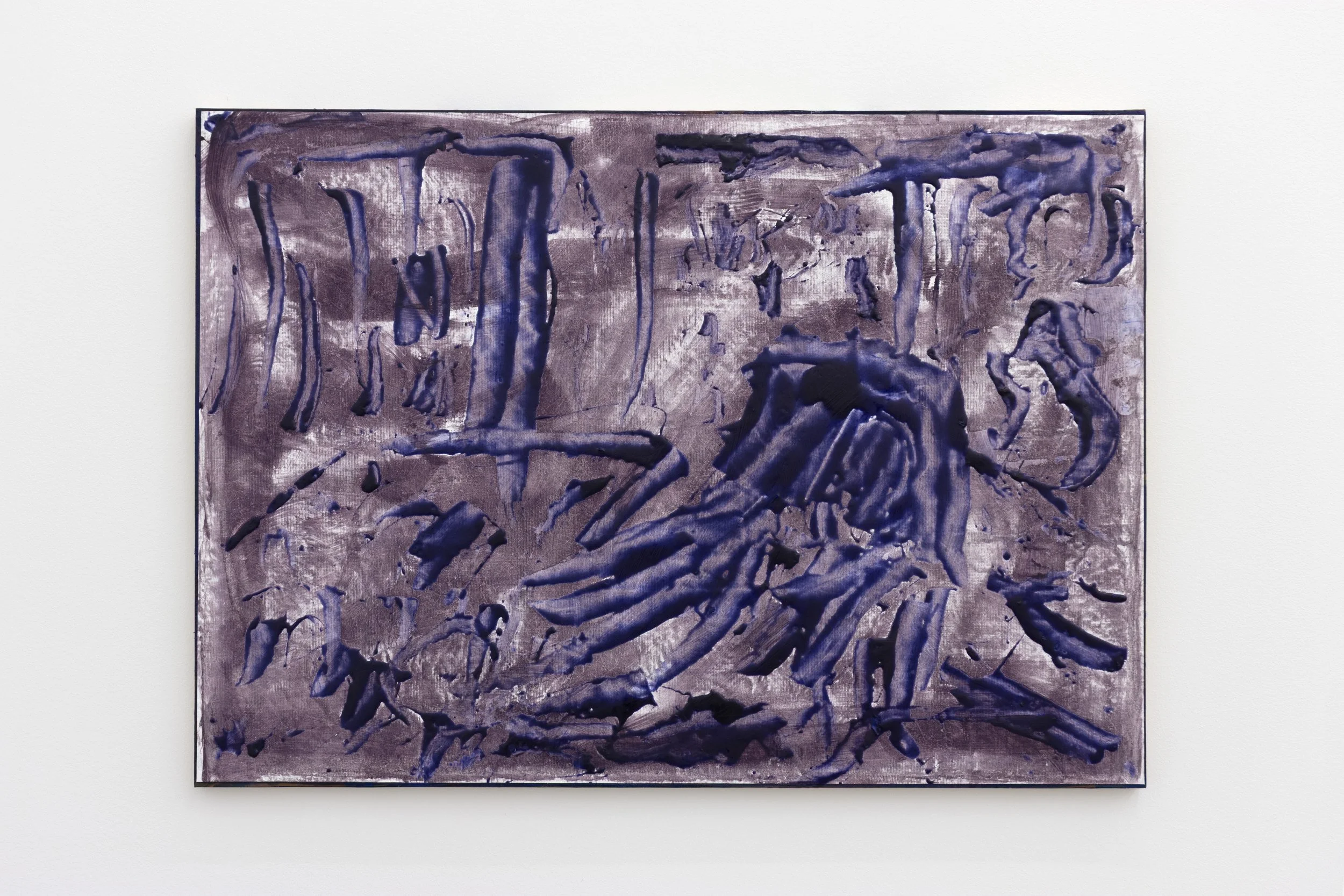 Nick Schutzenhofer untitled , 2025 oil, pigmented epoxy resin, ink, and PVA on Tyvek on cardboard over panel 29h x41w in