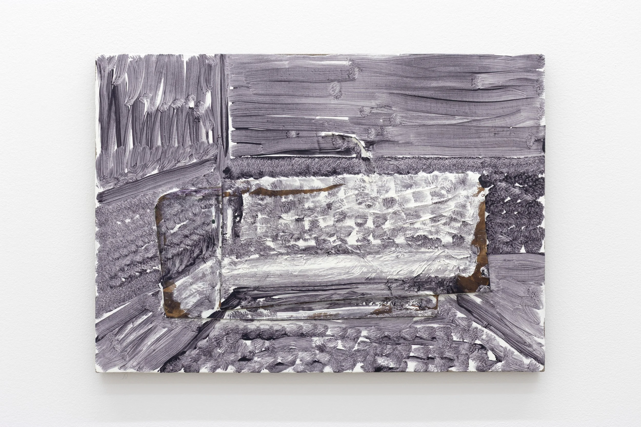 Nick Schutzenhofer untitled , 2025 oil, encaustic, epoxy resin, cardboard, and rabbit skin glue on linen over panel 17 3/4h x 25 1/4w in