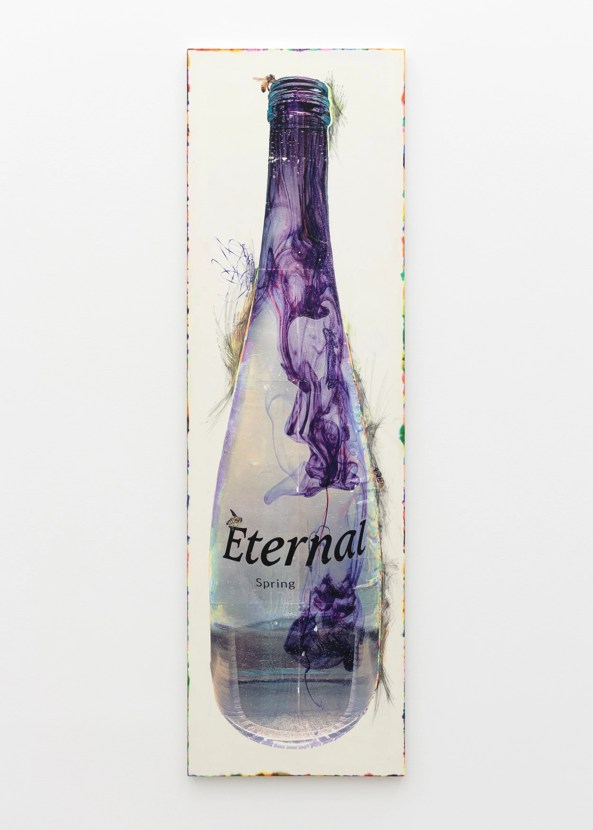  Leonardo Kaplan   Operant Conditioning , 2026  toner transfer, marker, pencil, and oil pastel on cotton  64h x 19w in 