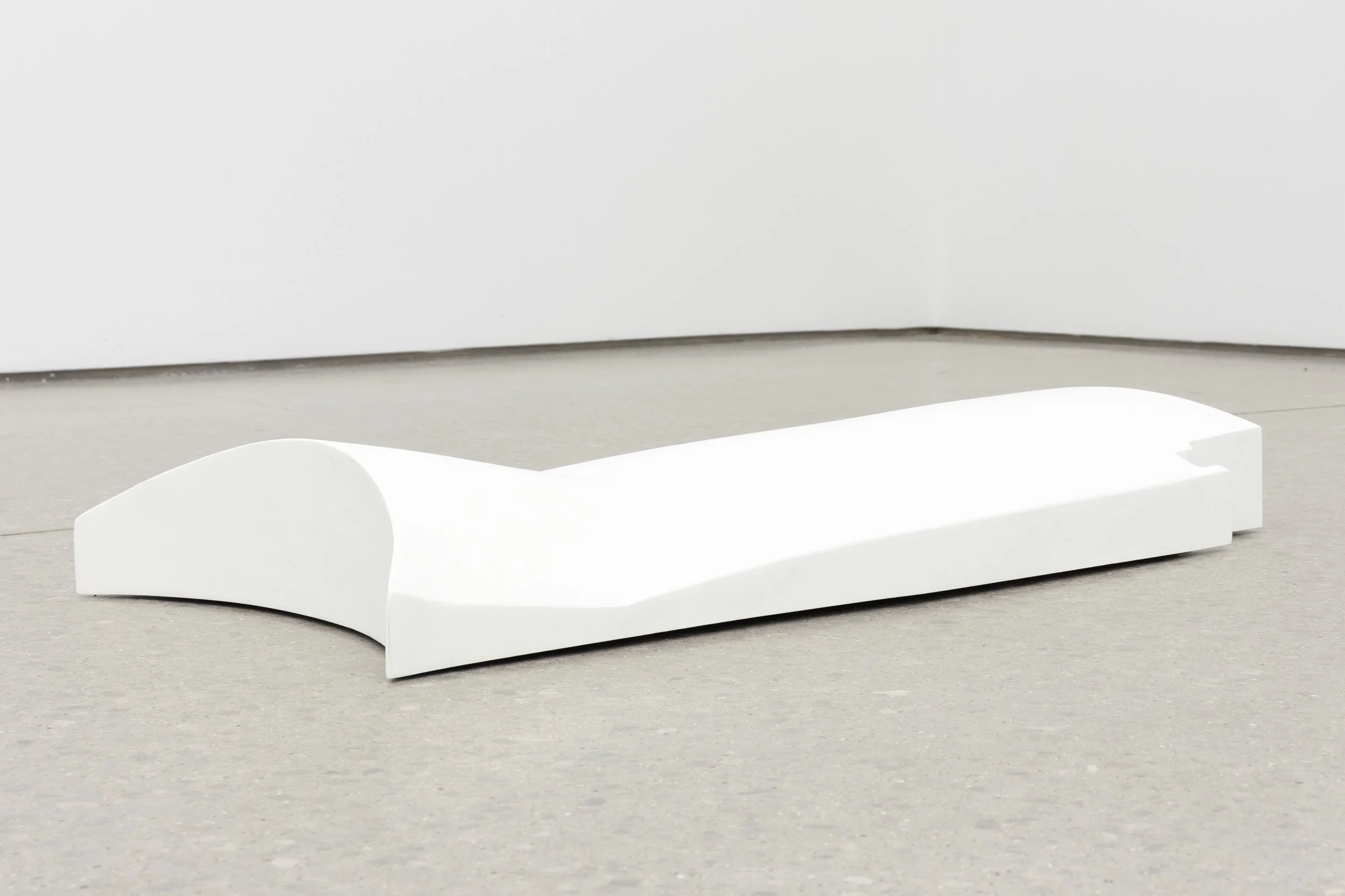  José Taymani   Untitled , 2026  polyurethane foam, fiberglass, and epoxy  6 1/2h x 46w x 20d in 
