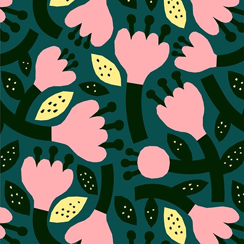 Pink and Green Floral