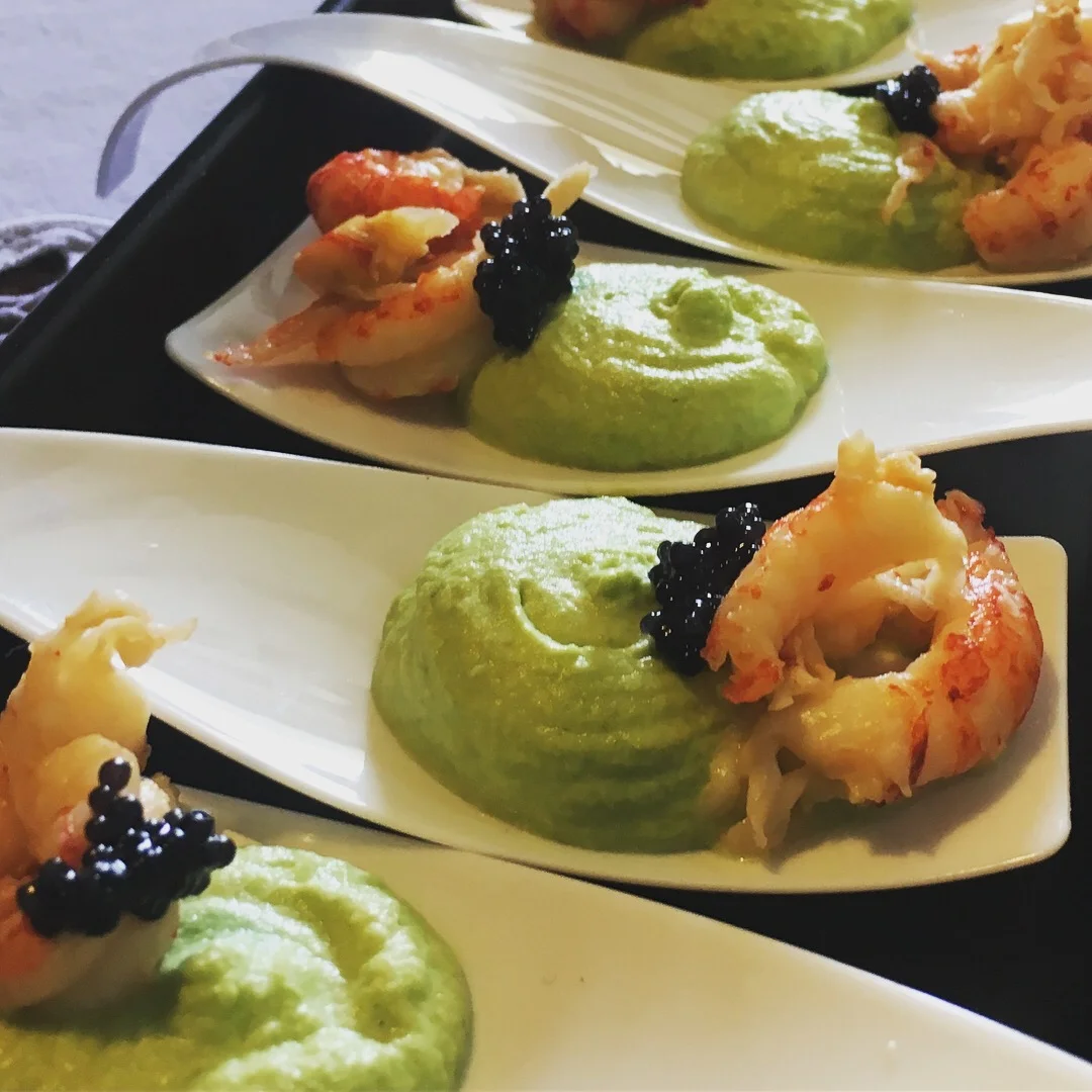 Crayfish tails with samphire cream