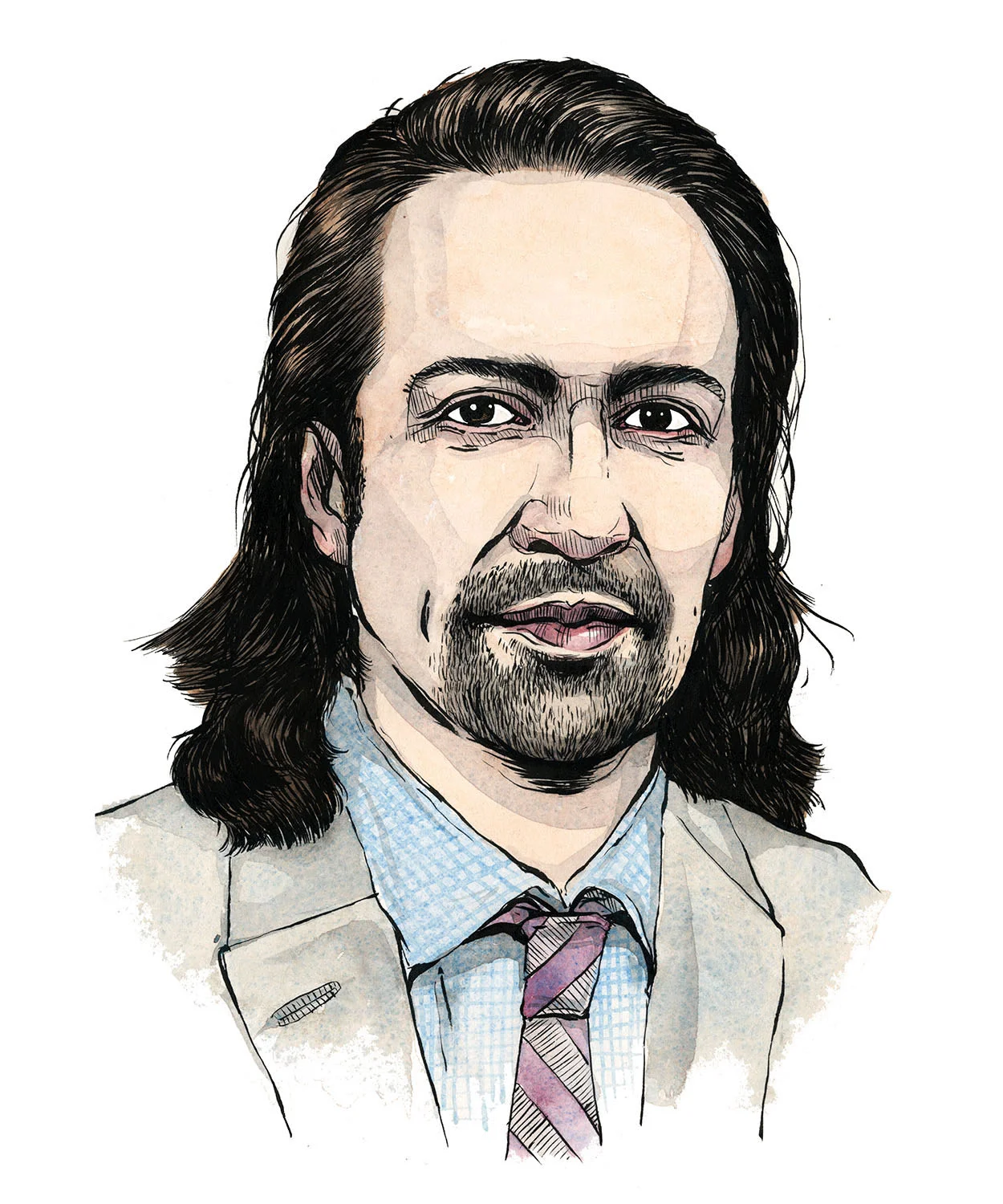 Lin-Manuel Miranda for Vulture.com/New York Magazine, Ink & Watercolor 2017