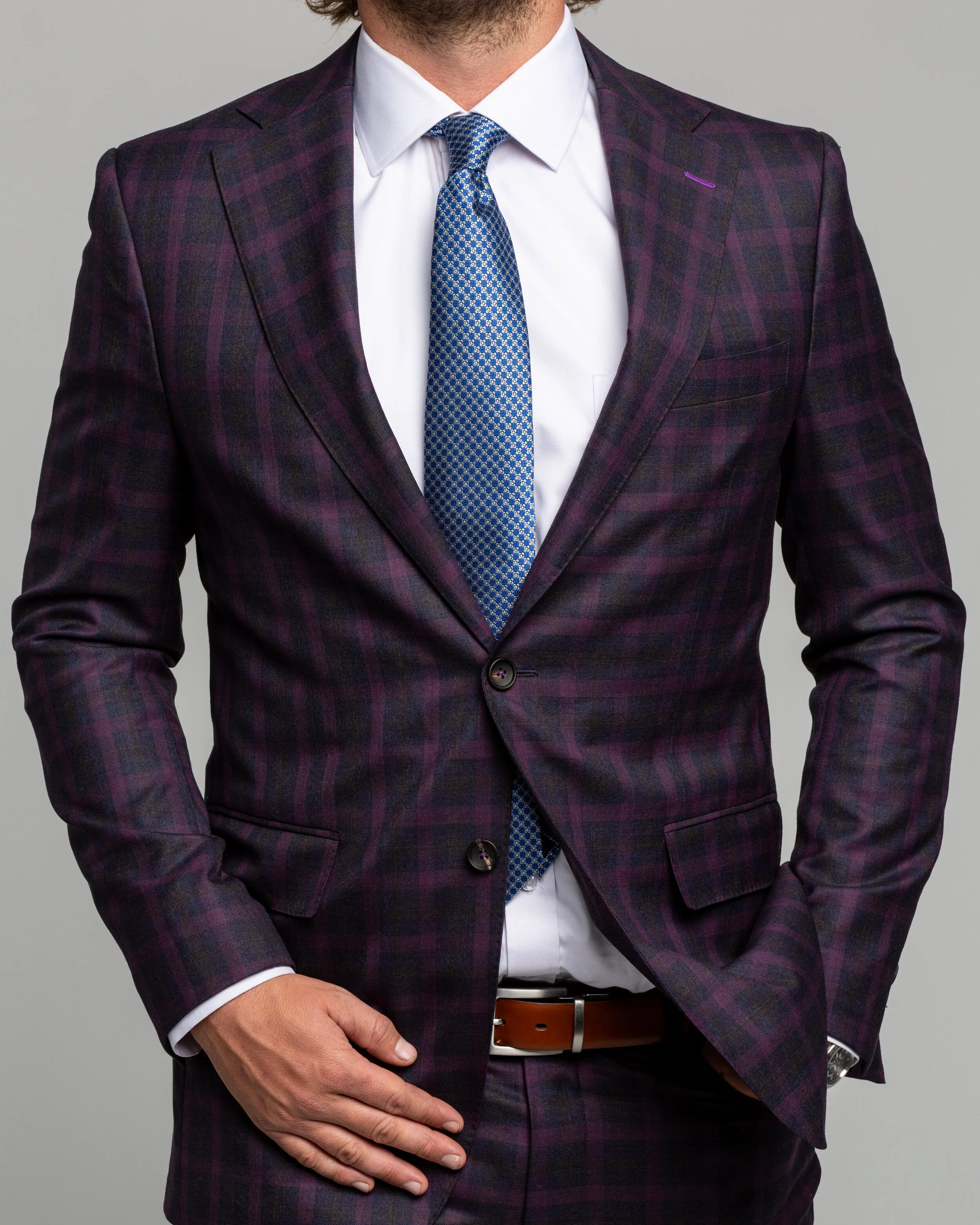 purple blue black plaid Jacket