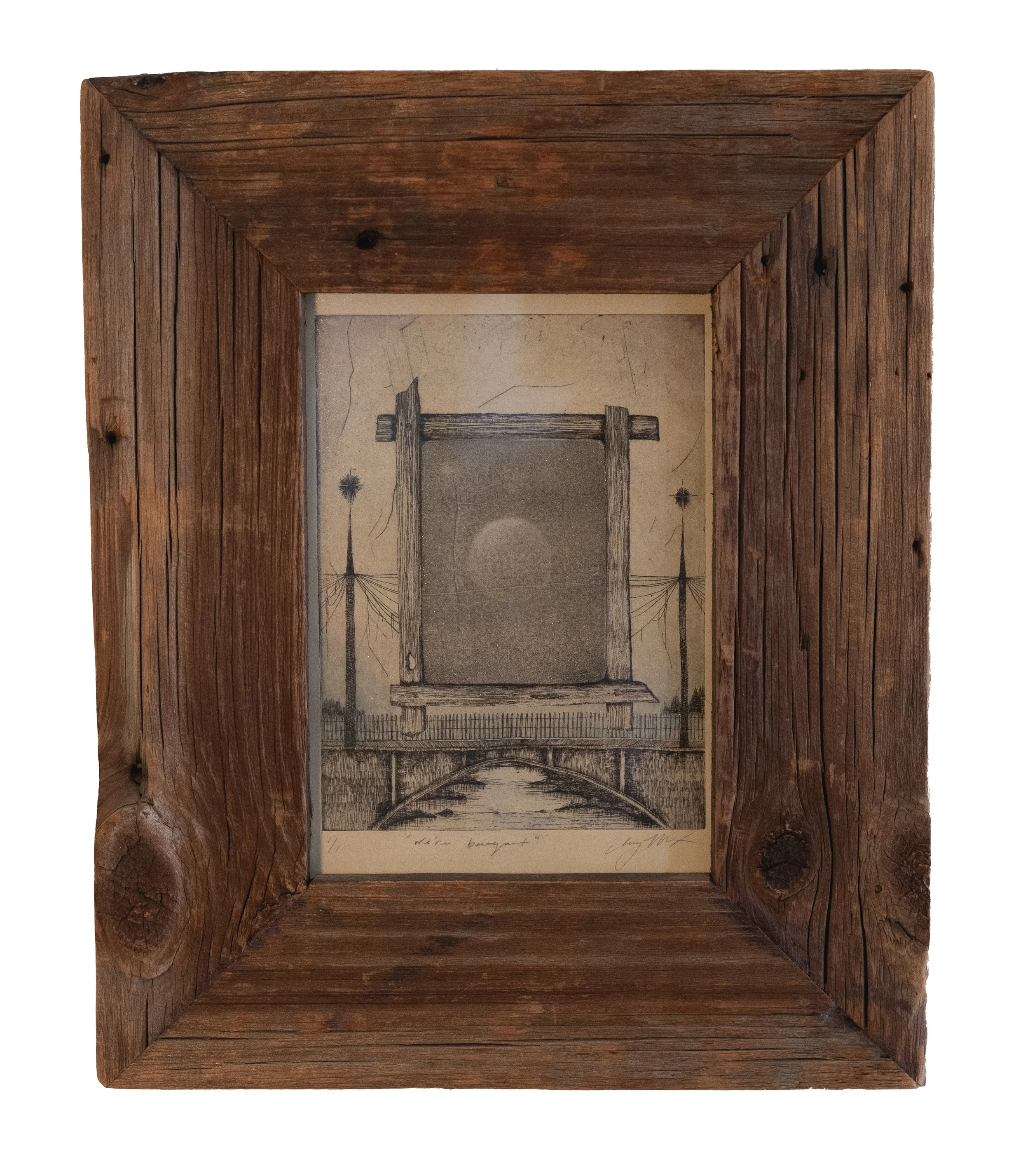   we’re buoyant   Intaglio, mezzotint ghost, watercolor  4.5 × 6 inches  2026 