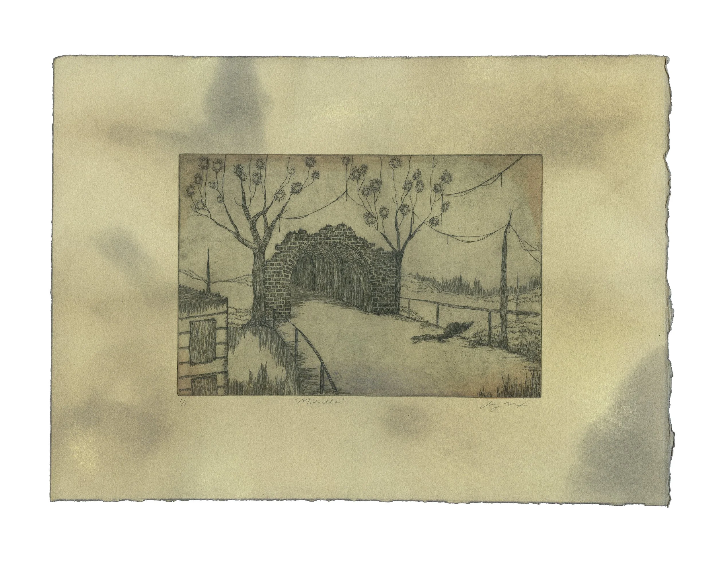   Mudville   Intaglio, watercolor, dye  9 × 6 inches  2025 