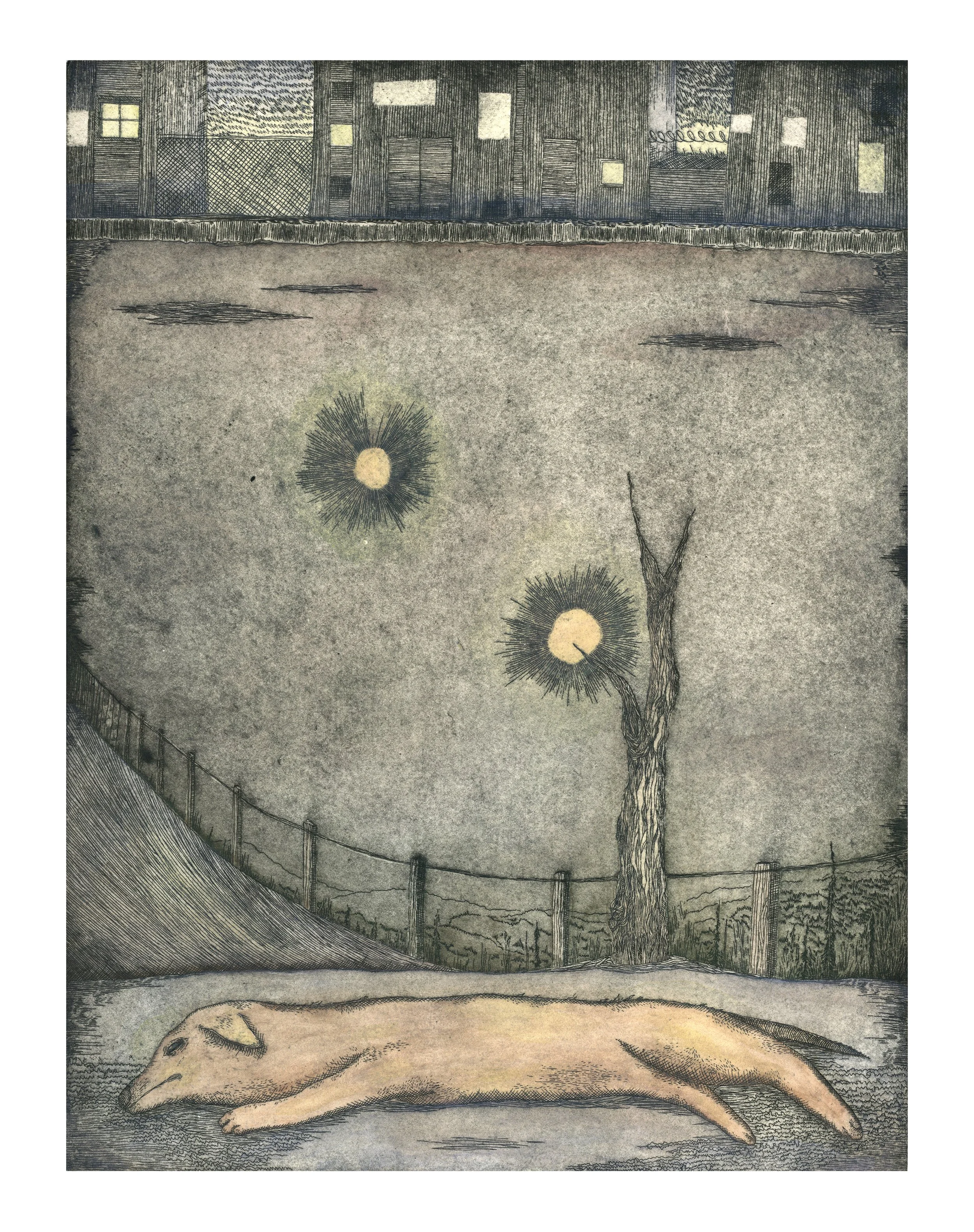   Delivery Driver   Intaglio, watercolor  9 × 12 inches  2025 