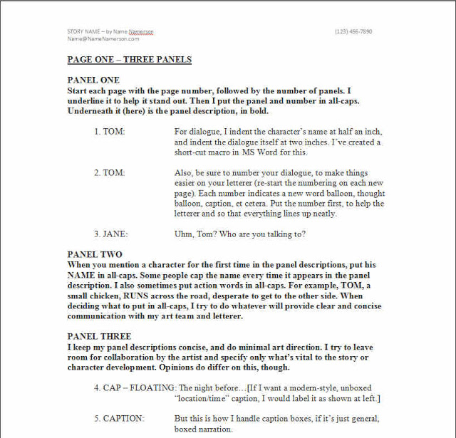 One Shot Comic Script How to Easily Format a Comic Book Script — Kenny Porter