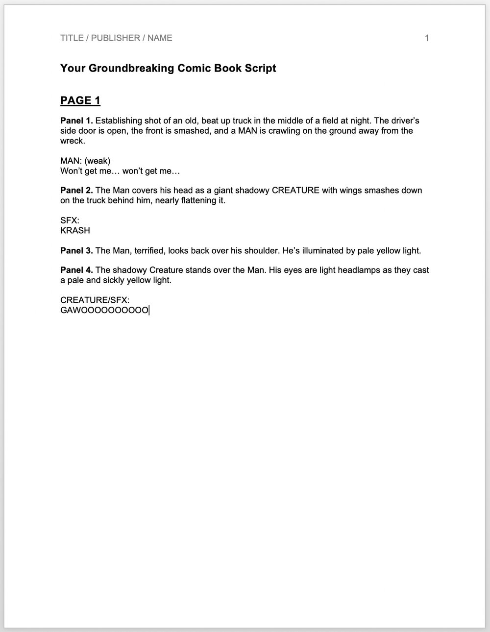 Free Comic Book Script Template — Kenny Porter With Shooting Script Template Word