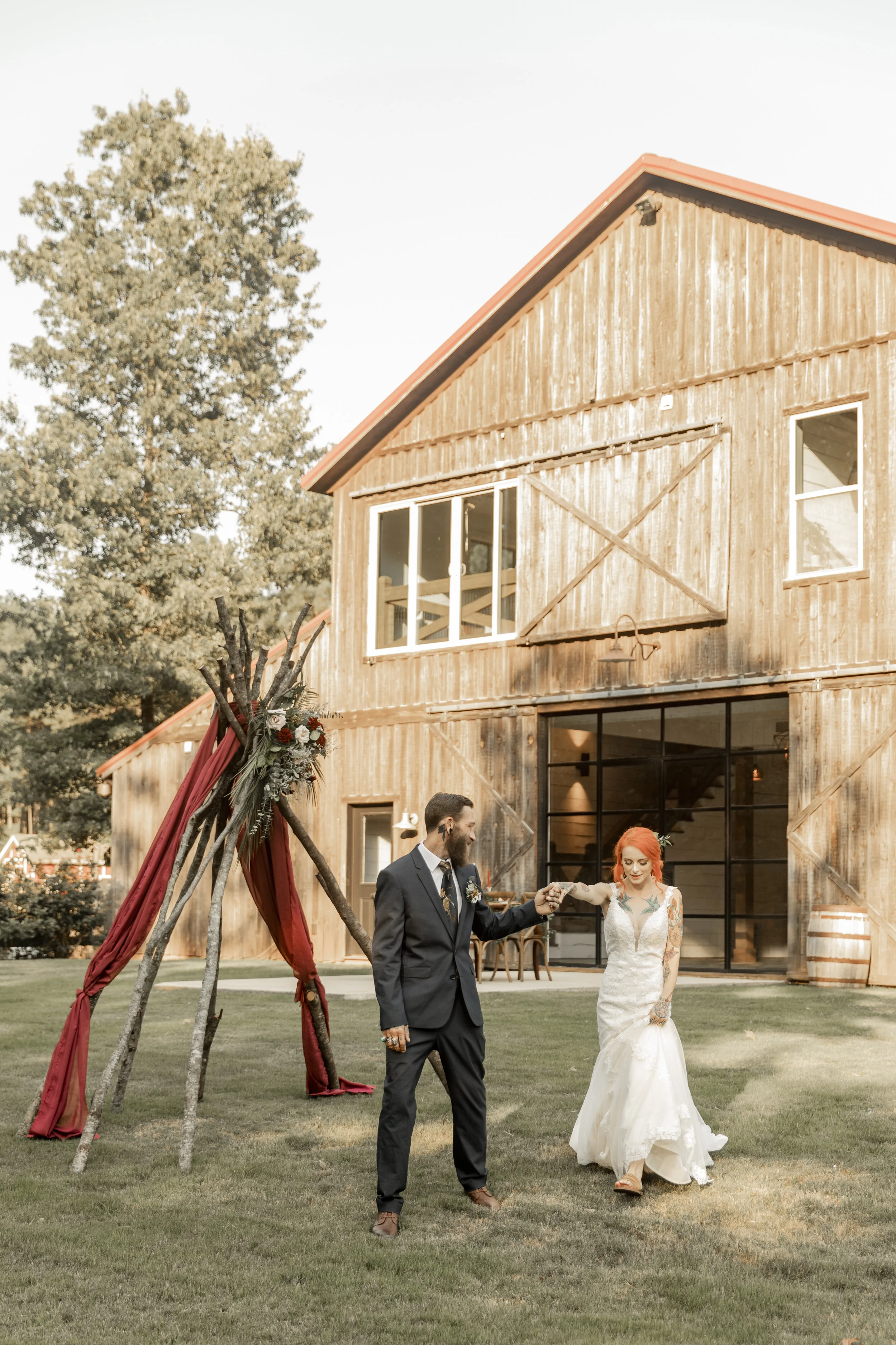 Wedding Photographer: EE Photog // Venue: Heartwood Acres // Bridal Gown: Atlanta Street Bridal Company // Hair & Makeup: Make-up by Carlyn // Cake: CakeDacious // Invites: Tiger Lily Invitations // Wooden Signage + Vow Books: Mission Heart Designs // Floral Designer: Your Best Guest Weddings and Events // Decor: Your Best Guest Weddings and Events // Jewelry & Non-Bridal Clothing: Dani Rae & Co . // Wedding Bands, Hair Piece, Garter: Amazon // Bride & Groom: Amy and Ross Langwa