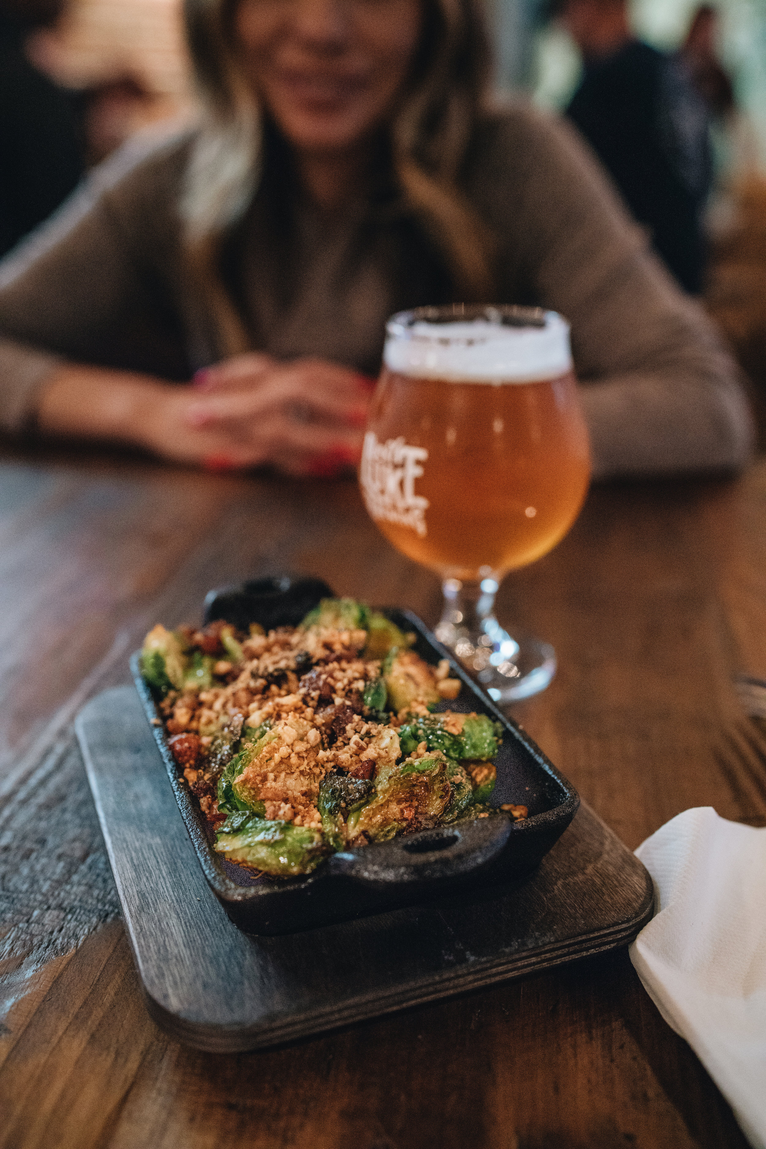  Lucky luke brewpub’s Pan roasted brussel sprouts enjoyed with a Lucky Luke IPA 