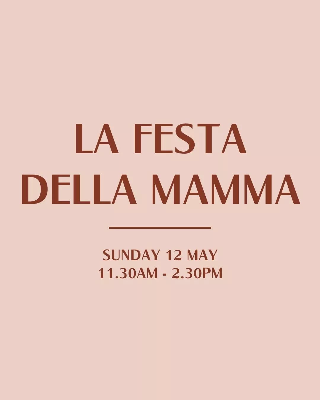 LA FESTA DELLA MAMMA!&nbsp;💕🥂 

Celebrate Mamma at Cecchis this Mother&rsquo;s Day with all her favourite Italian dishes.&nbsp;

Bring along la famiglia and enjoy our Nonna-style share menu and a complimentary glass of Prosecco for Mamma for $80pp 