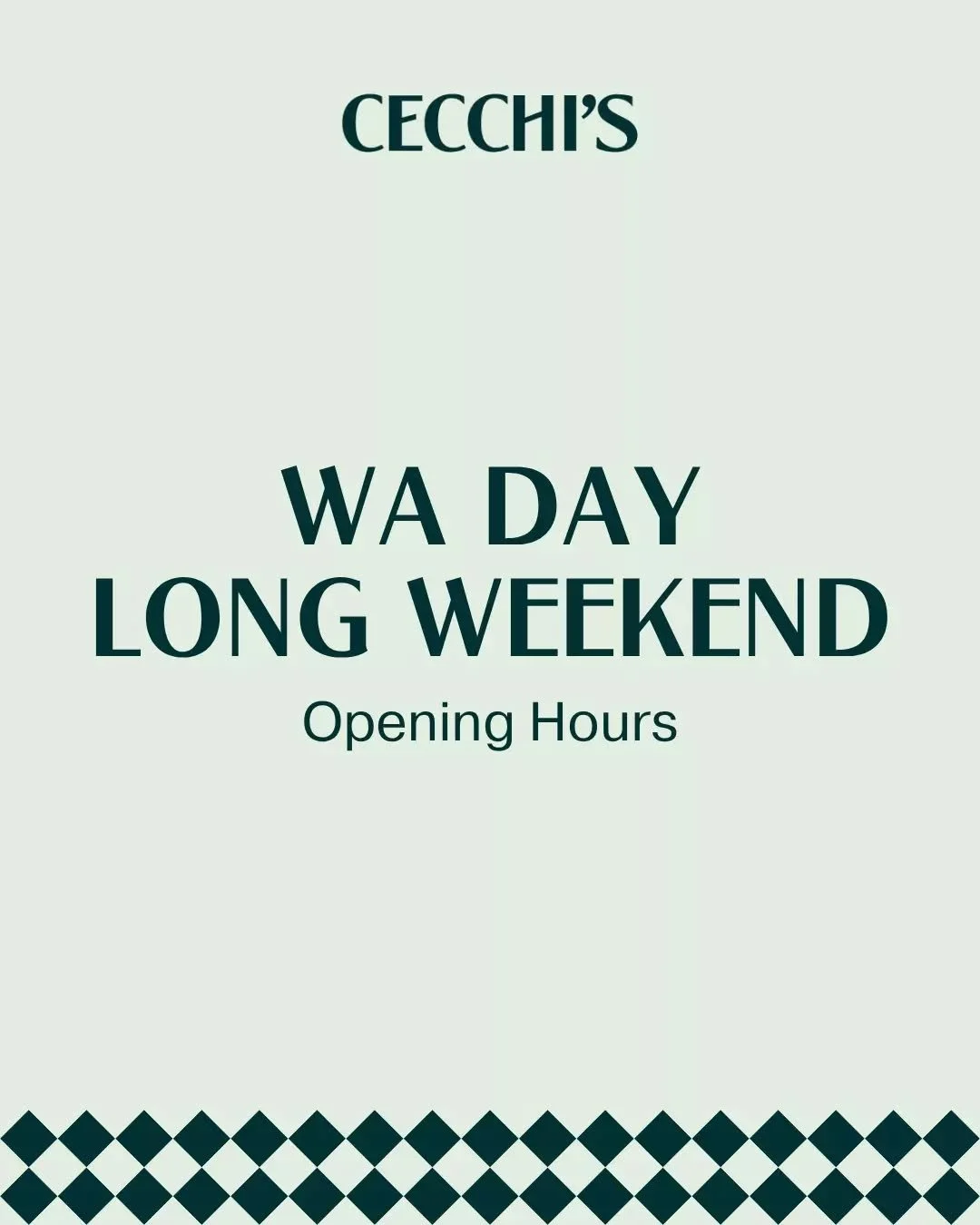 This WA Day long weekend, we&rsquo;ll be open as usual Friday to Sunday, then taking Monday to rest and recharge.

Join us for a little vino, good food and time with la famiglia.