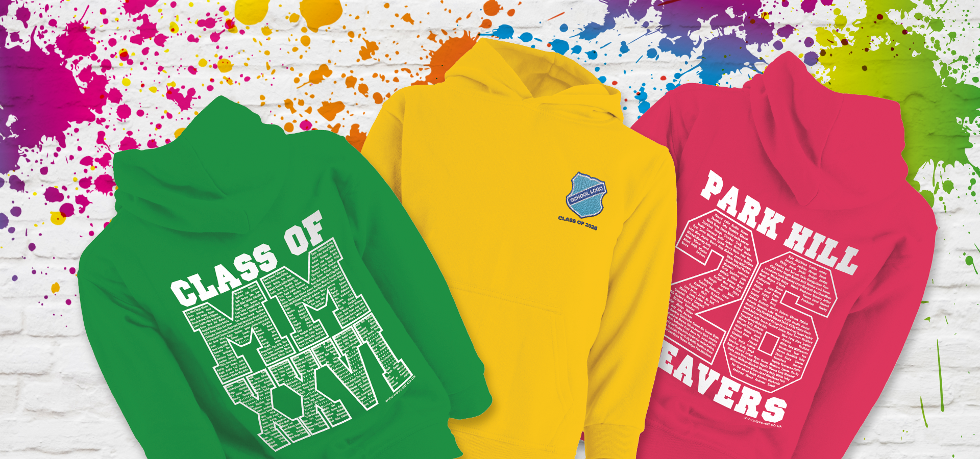 Vibrant school leavers hoodies for the class of 2026