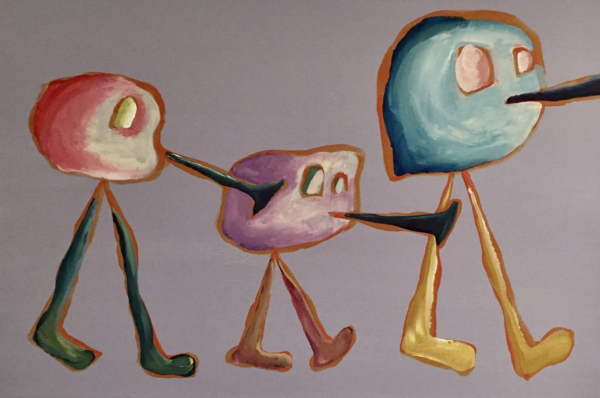 Marching on the Rug Blowing Our Do-Ta-Dos, acrylic on canvas, 60 x 40cm, 2017