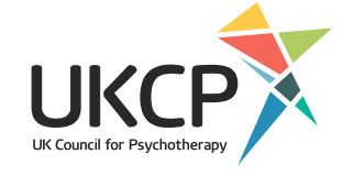 Logo of the UK Council for Psychotherapy (UKCP) with a colorful abstract star design.