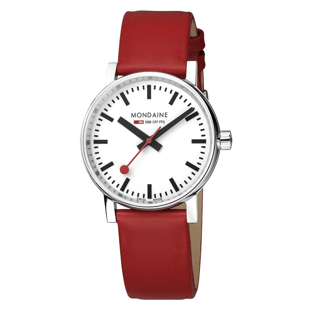 Mondaine evo2 35mm red grape leather strap MSE35110LVC