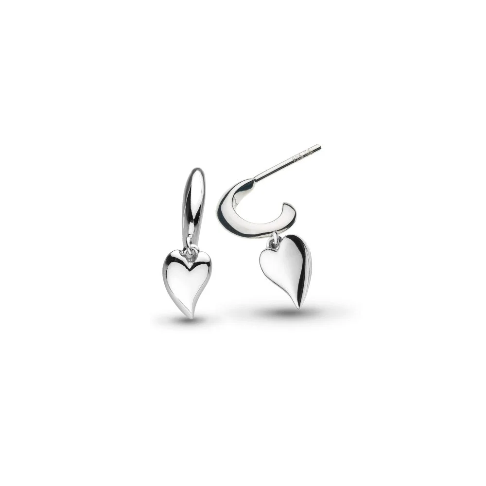 60BK Kit Heath Silver Desire Kiss Mini Heart Semi Hoop Stud Drop Earrings