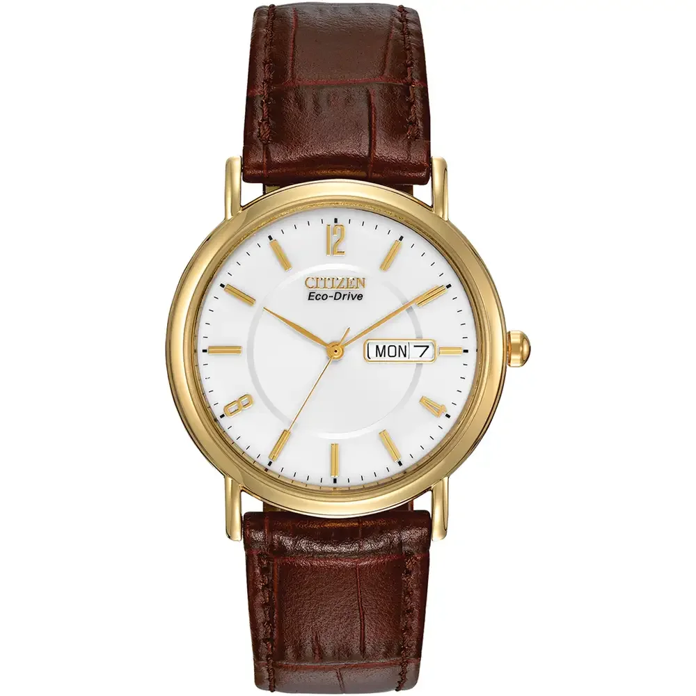 BM8242-08A Citizen Eco Drive Gents Day/Date Brown Strap