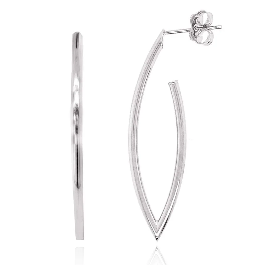 8N31W 9ct white gold Open Marquise earrings