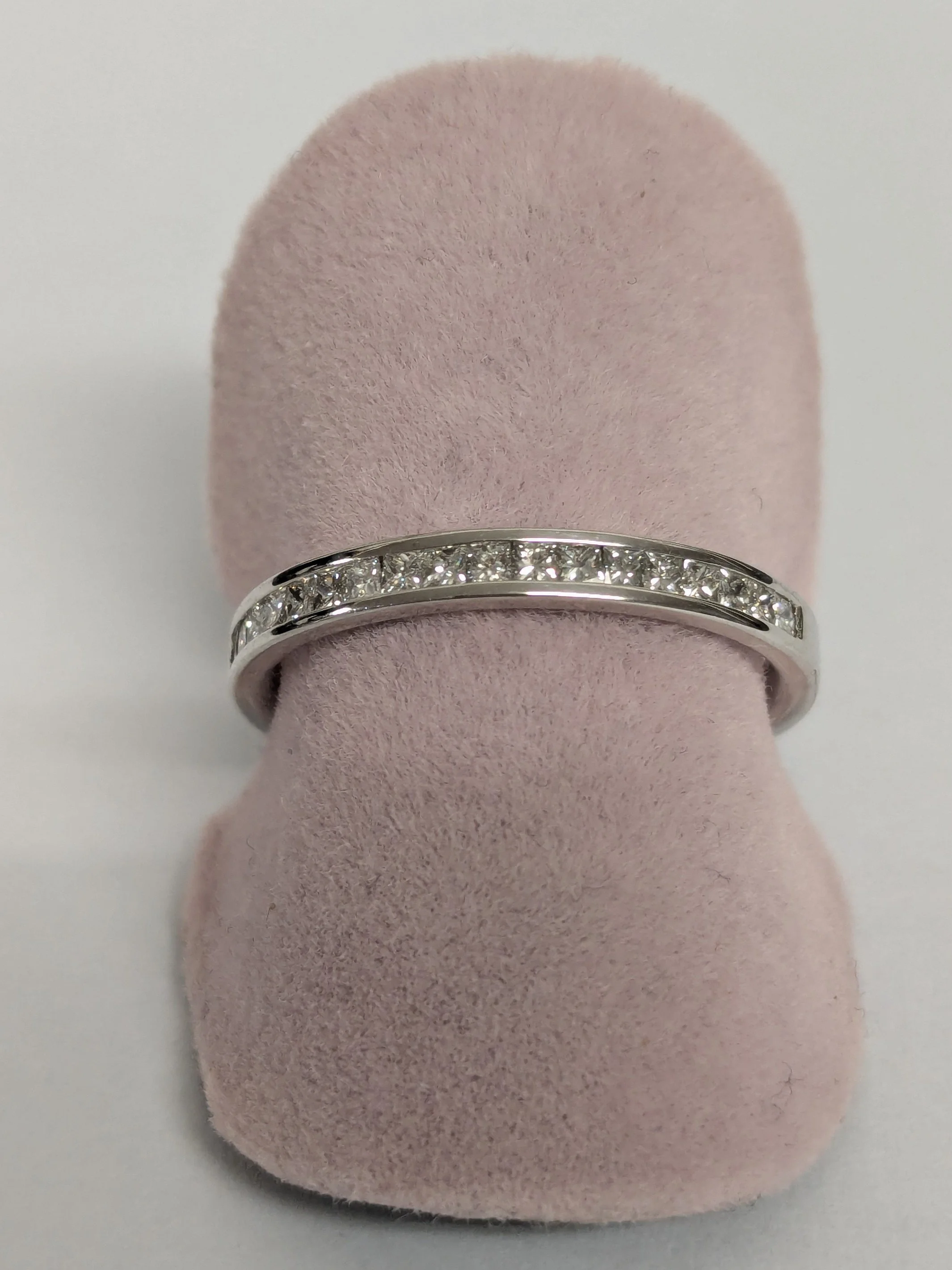 WH18W 18ct White Gold, Princess cut Diamonds, Half Eternity/ Wedding Band.